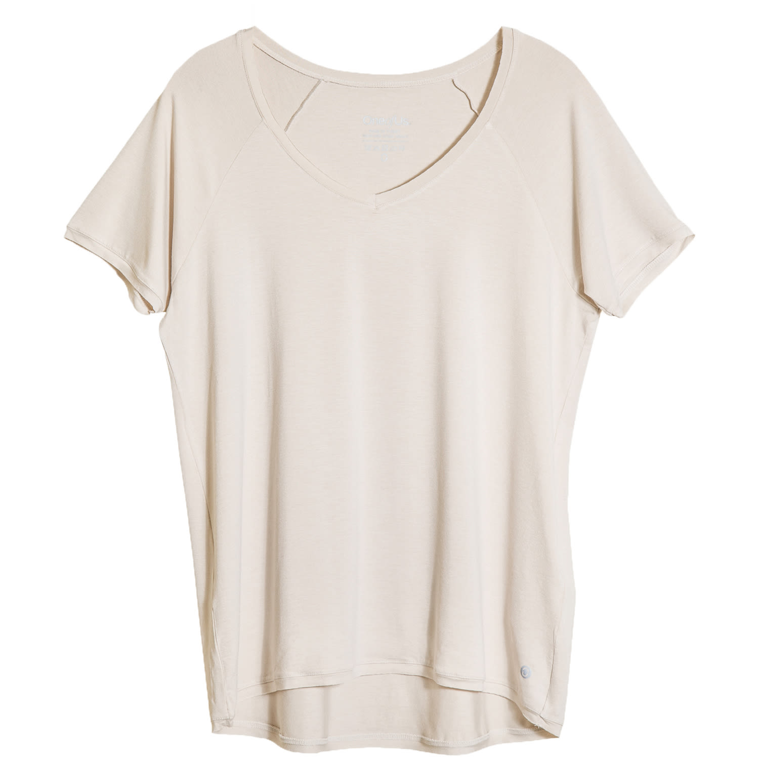 One Of Us Women's Neutrals Maya Works Hard V Neck T-shirt - Beach
