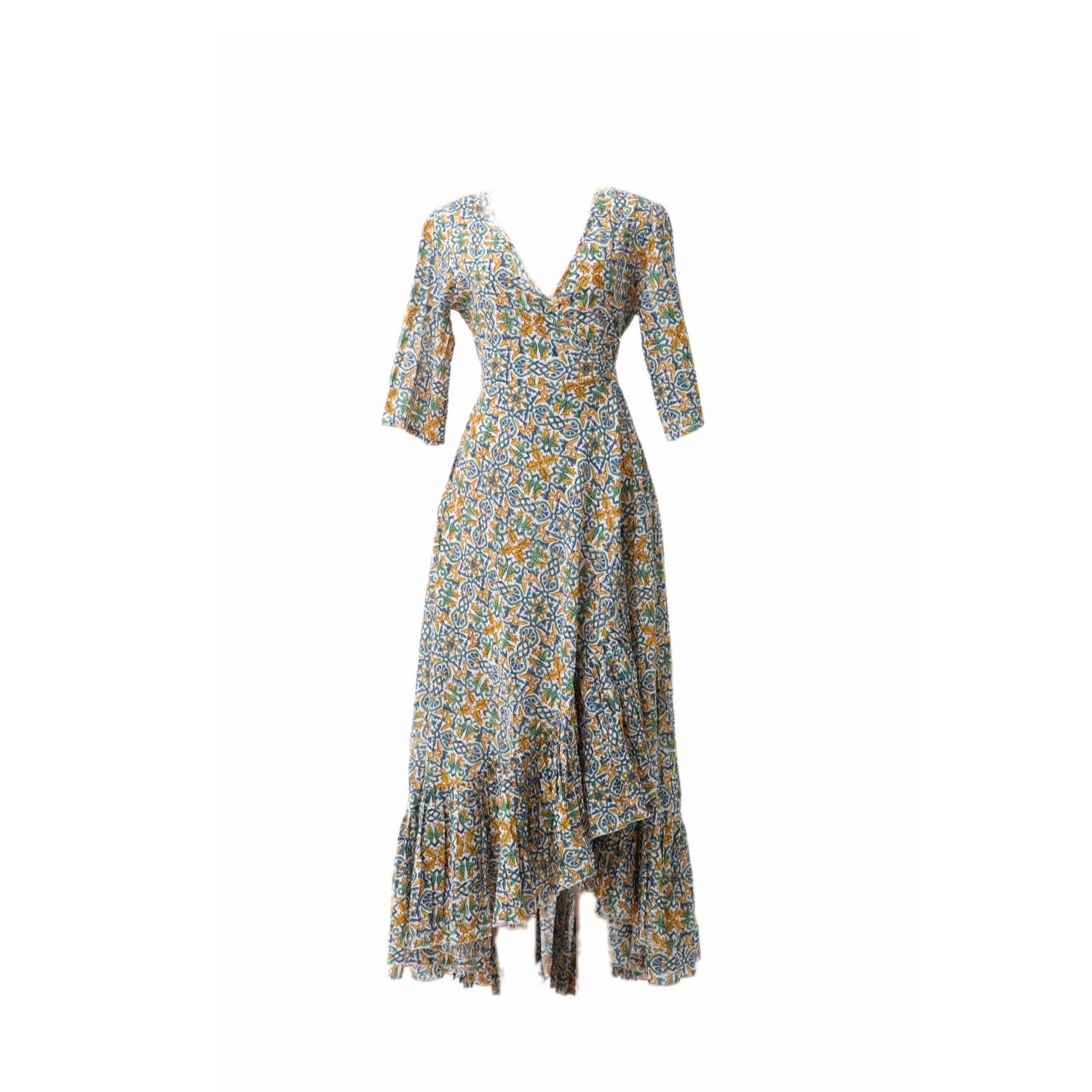 Wild Rose Women's Jua White Jungle Cotton Hand Block Print Dress In White