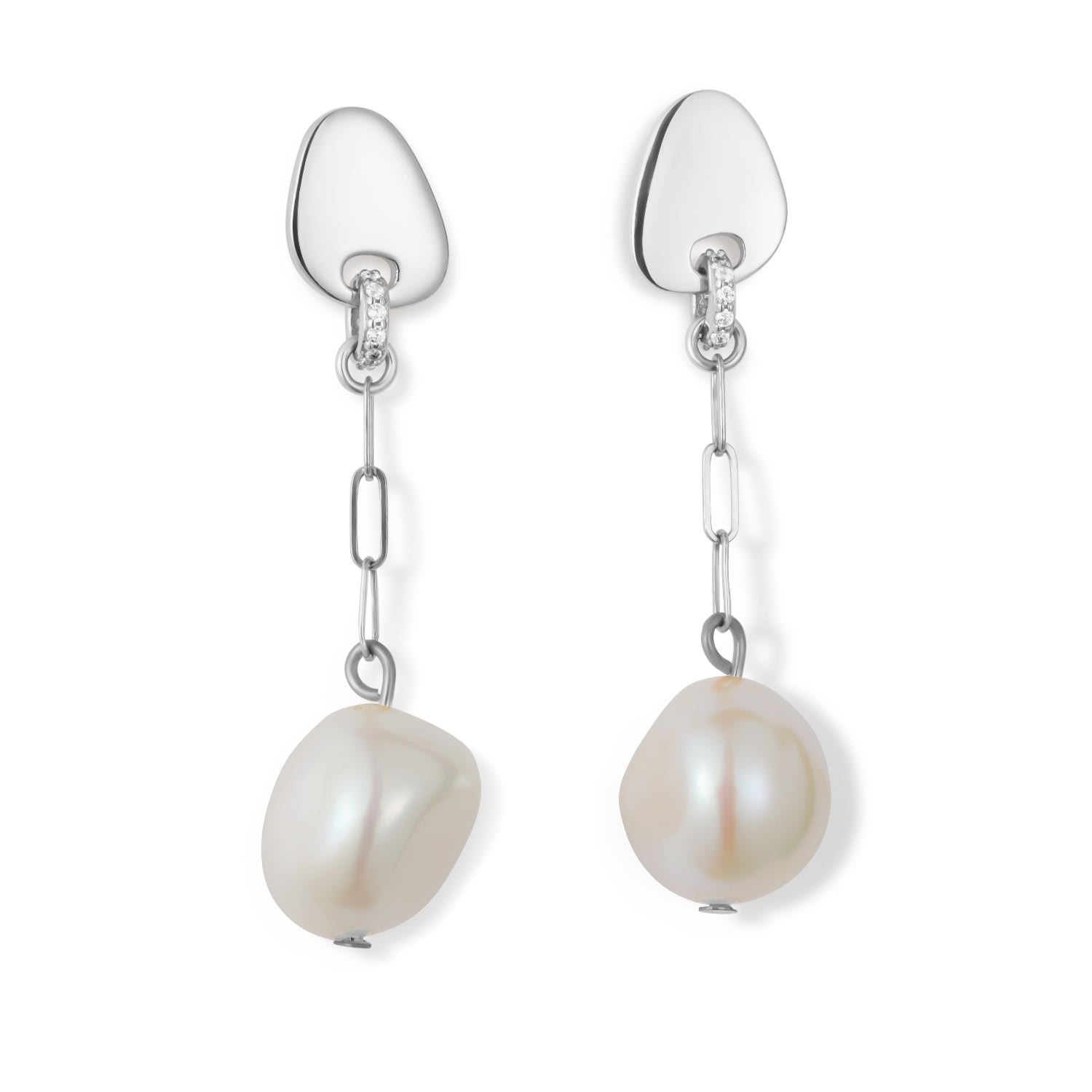 Toolally Women's Silver / White Pearl Drop Earrings - Silver In Silver