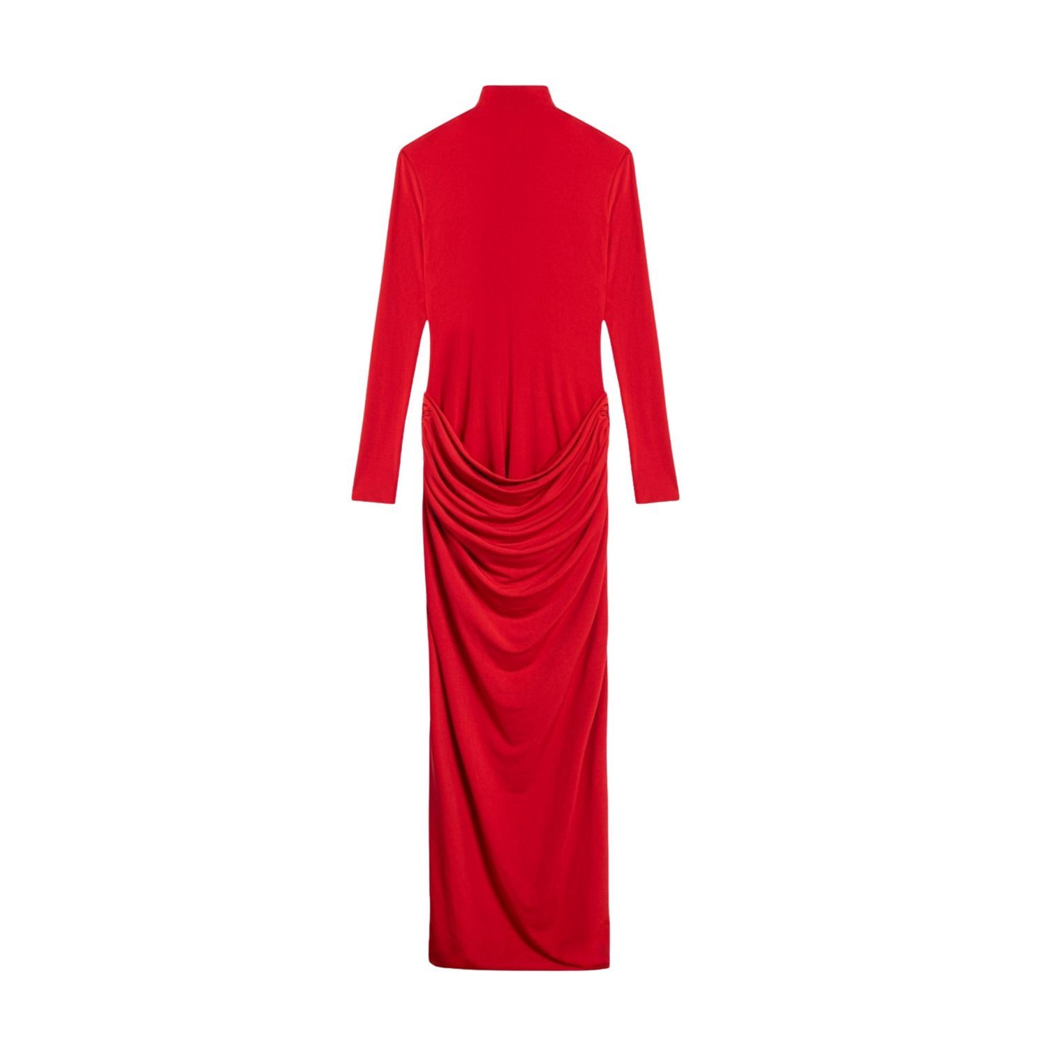 Nocturne High-neck Ruched Maxi Dress In Red