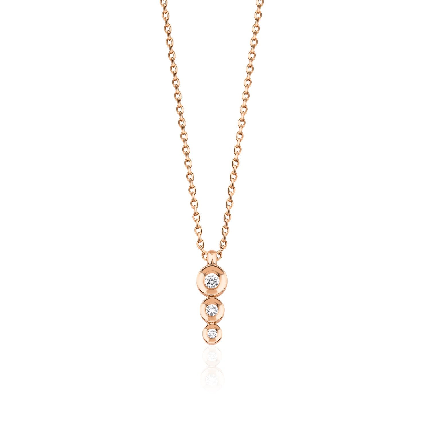 Melez Mini Atelier Women's Gold / Rose Gold Dots Necklace - Solid Rose Gold With Diamonds