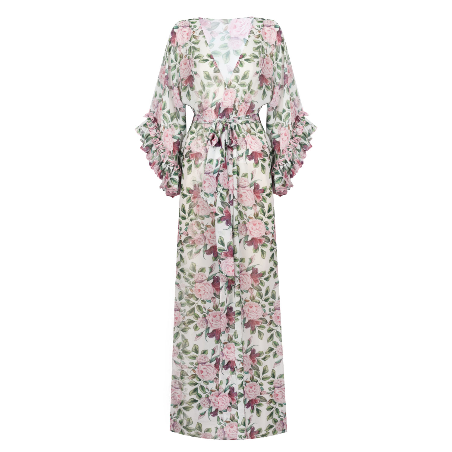 Nur Karaata Women's Pink / Purple / White Lily Rose Kaftan In Pink/purple/white
