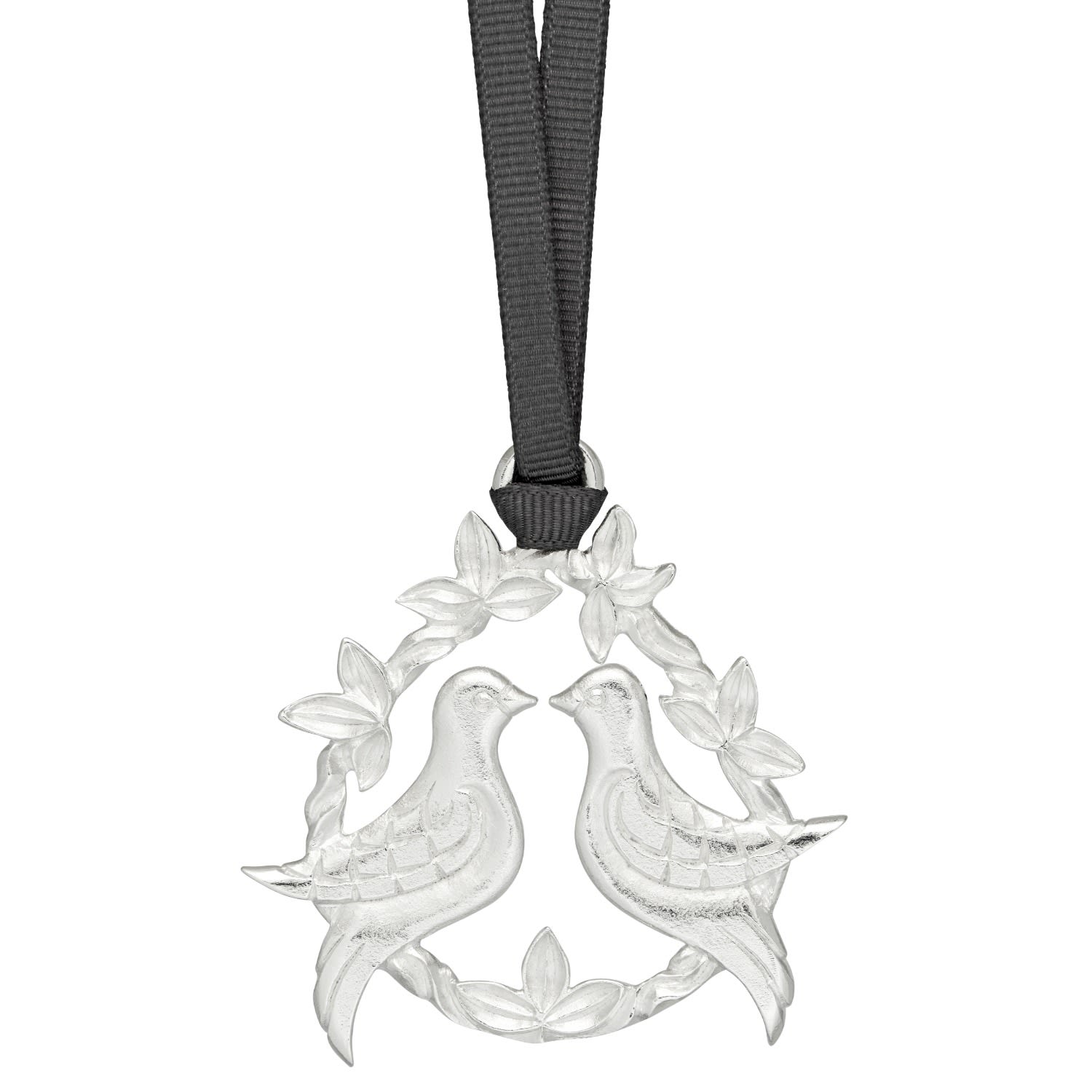 Dower & Hall Two Turtle Doves' Christmas Decoration In Silver In Silver