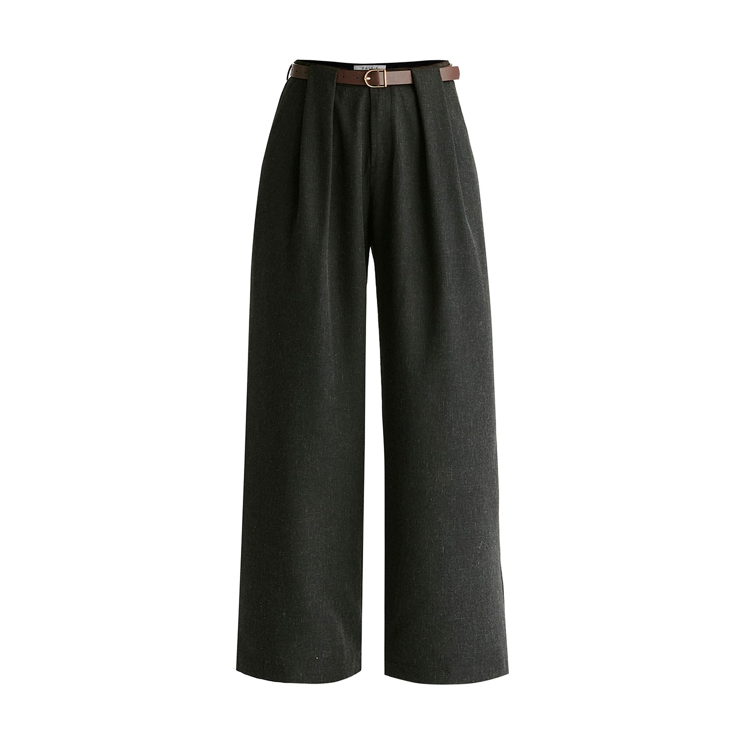 Paisie Women's Grey Belted Wide Leg Trousers With Box Pleats In Charcoal In Gray