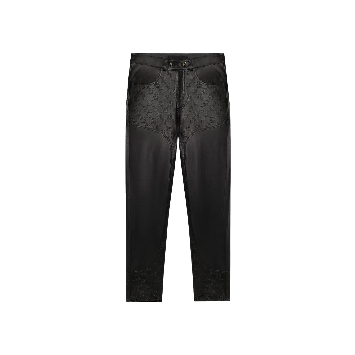 Place Of Elms Men's Black Cowboy Monolink Leather Pants In Black