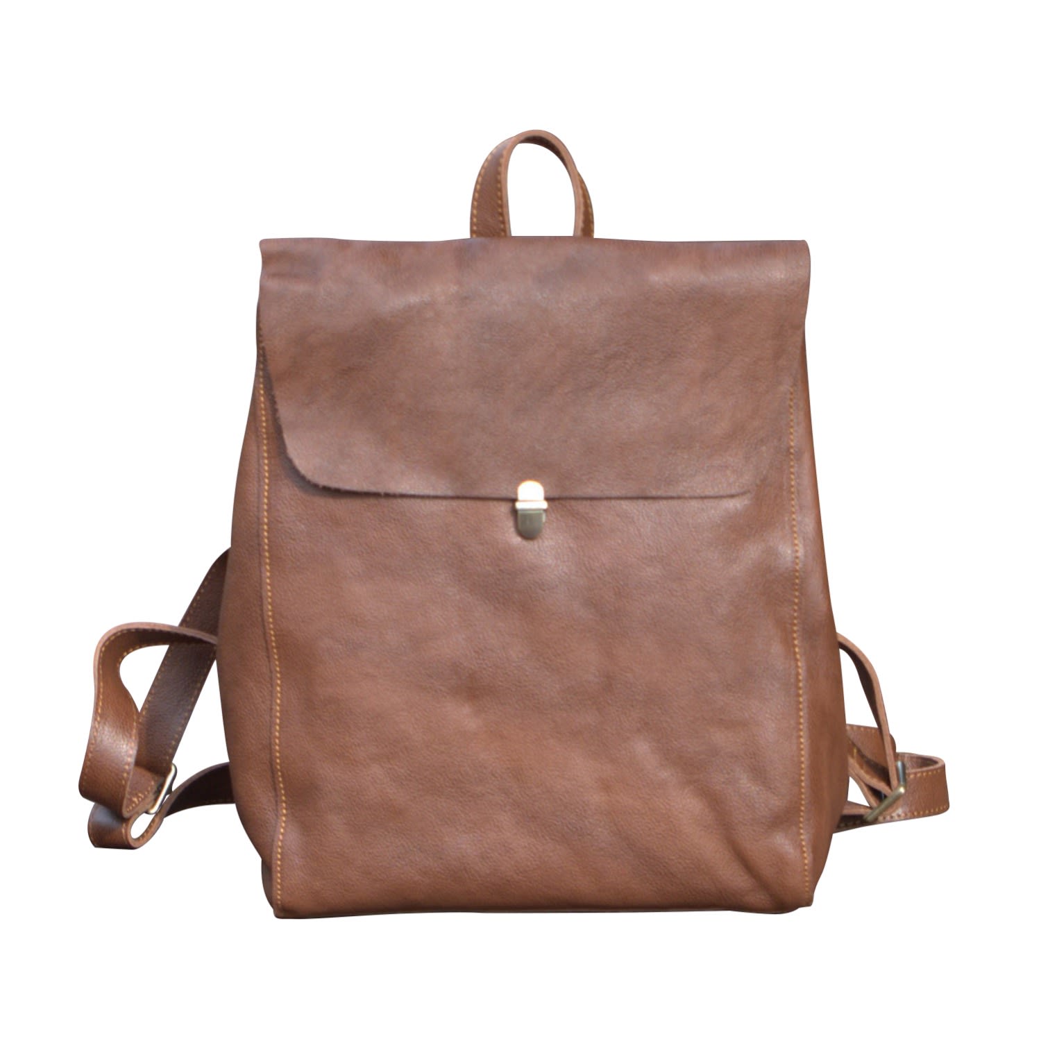 Women’s Brown Genuine Leather Slim Backpack - Chestnut Touri