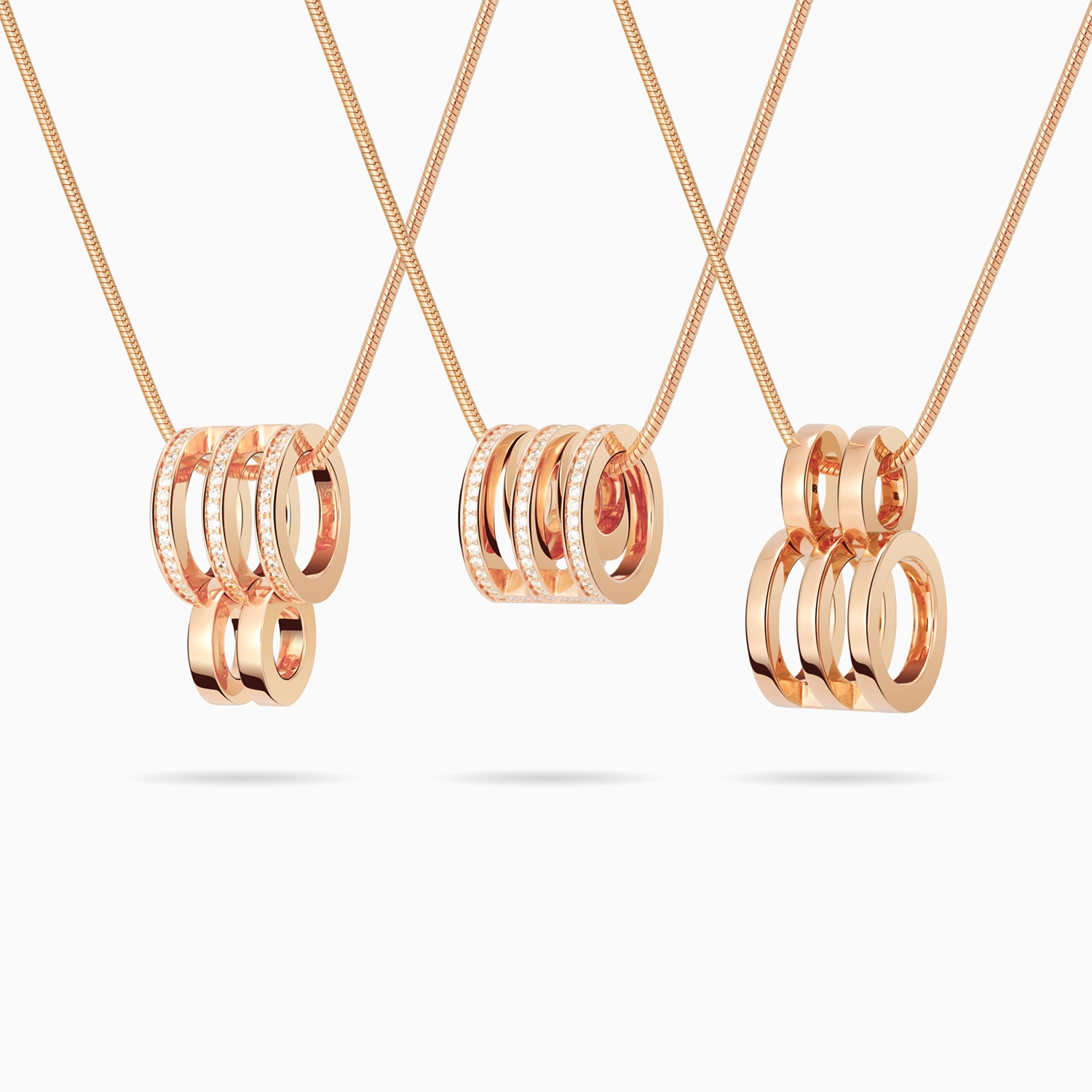 Women’s Kinetic Multi Hoop Necklace - Rose Gold Meulien