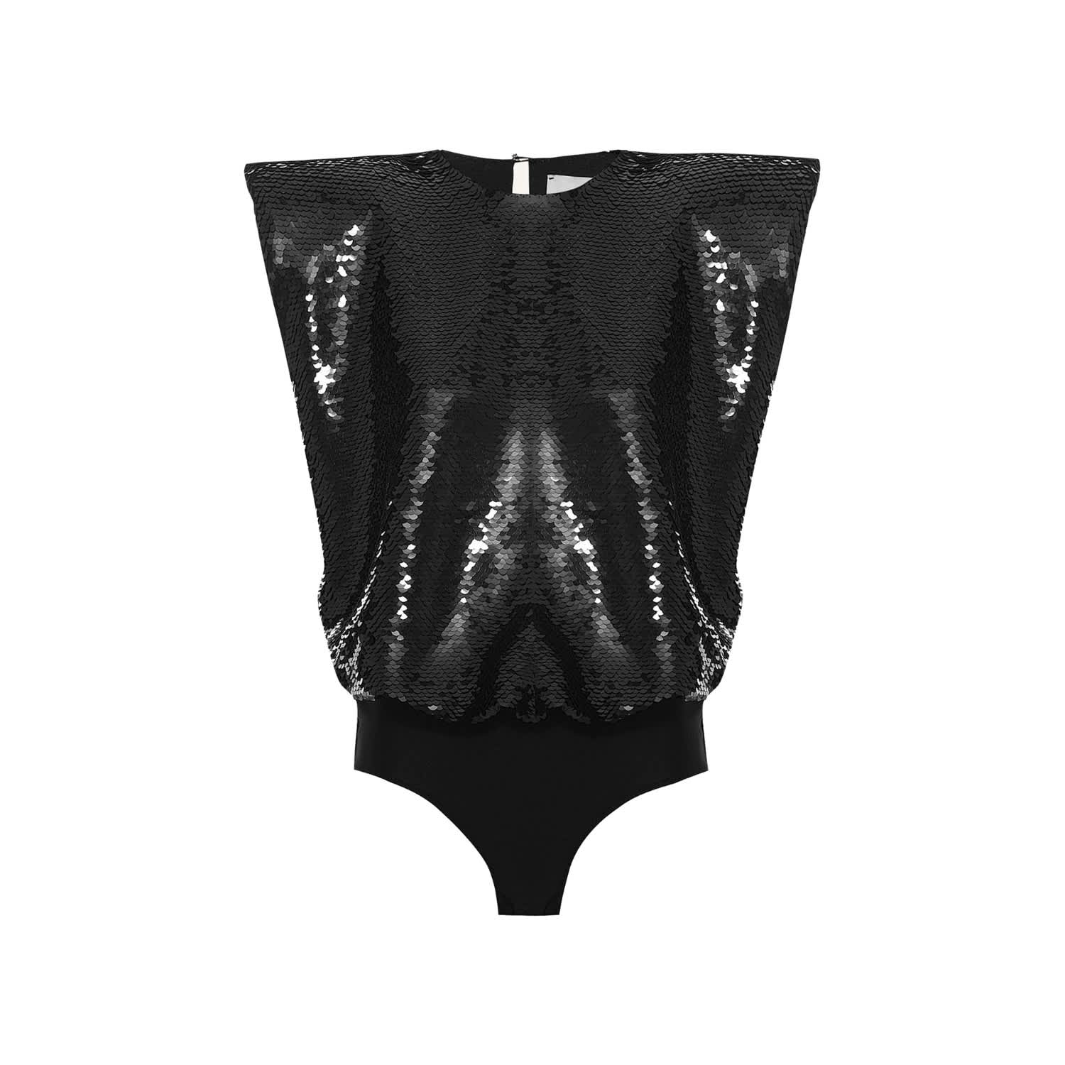 Sequin Bodysuit In Black, EPUZER