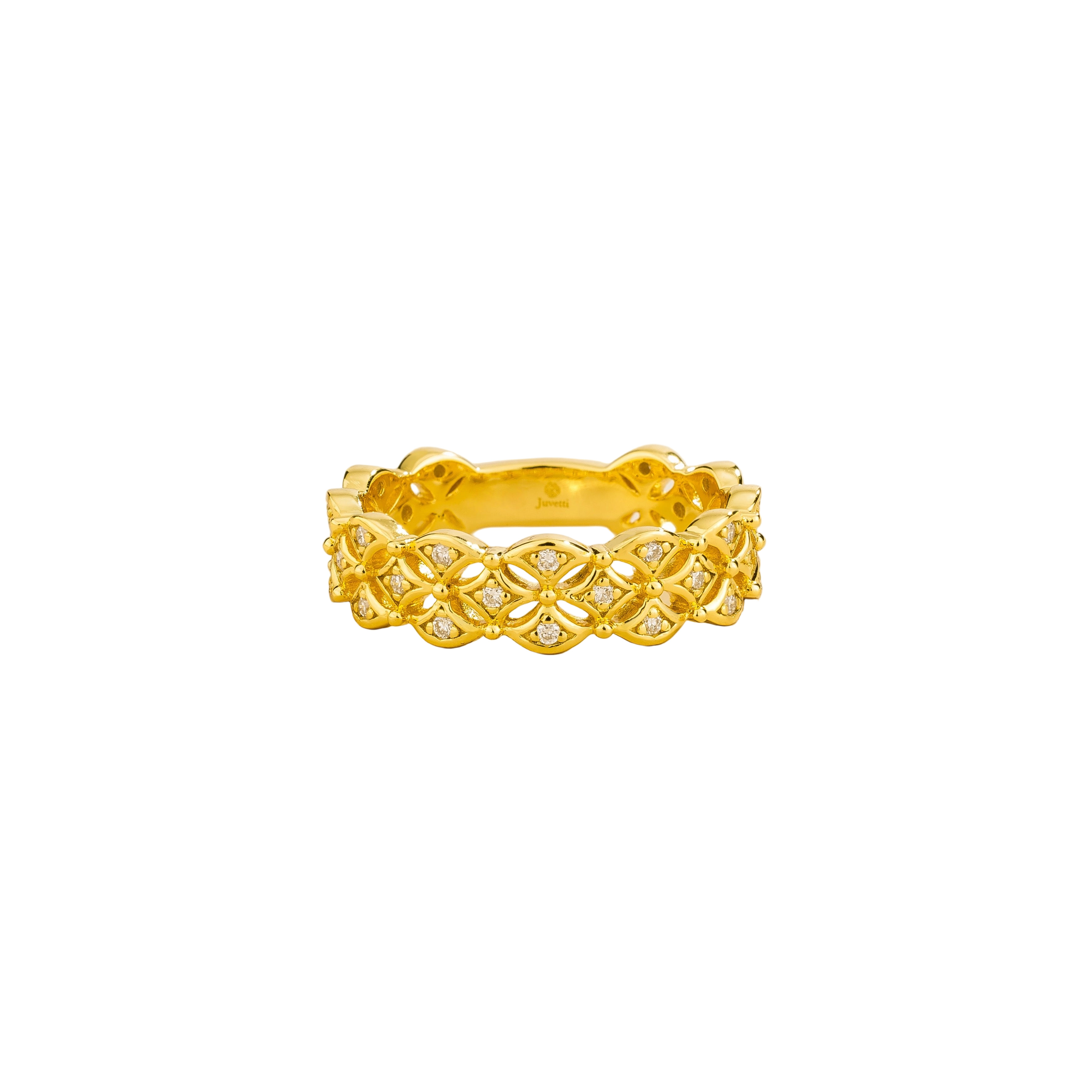 Juvetti Women's Gold / White Padre Diamond Ring Set In Gold In Gold