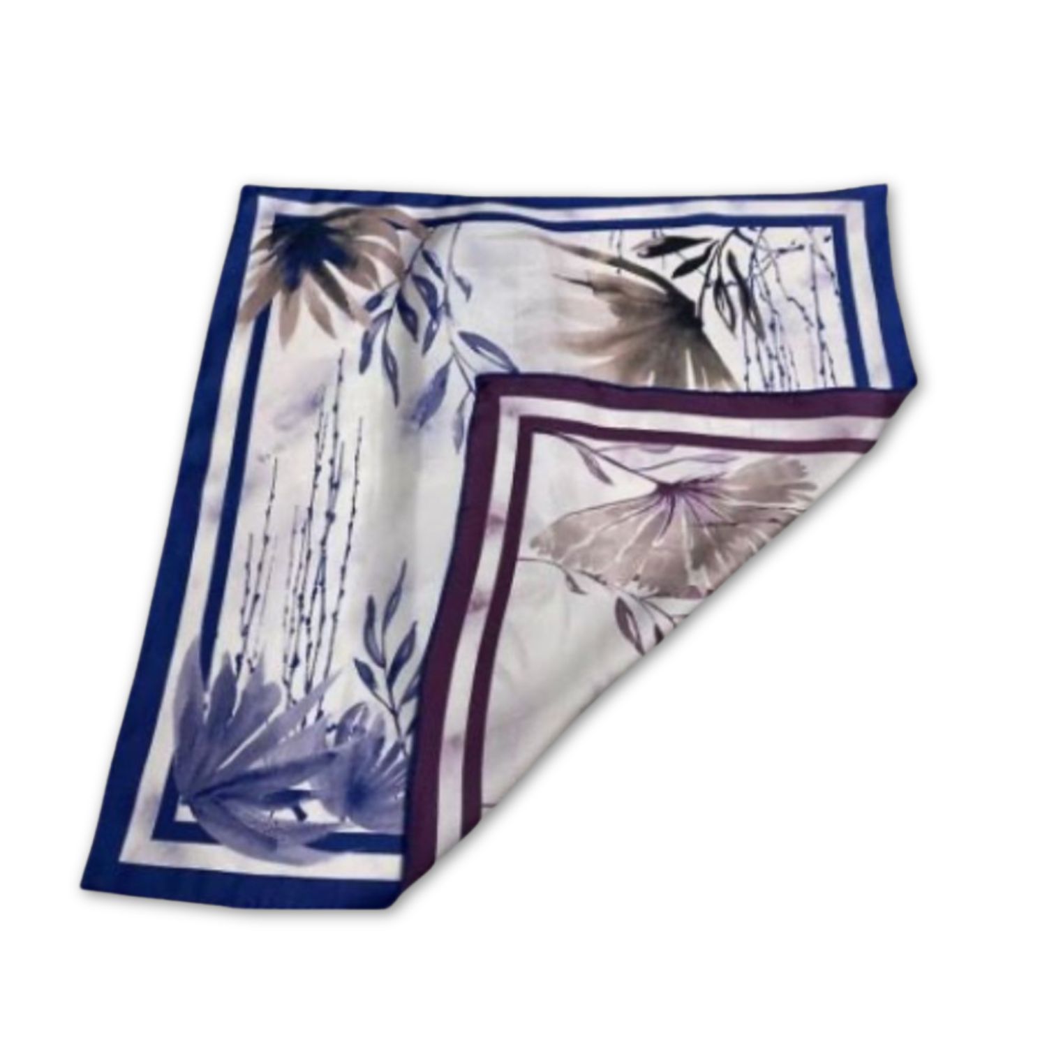 Hi Silk Women's Blue / Red Beautiful Botanicals Large Square Silk Twill Scarf In Multi