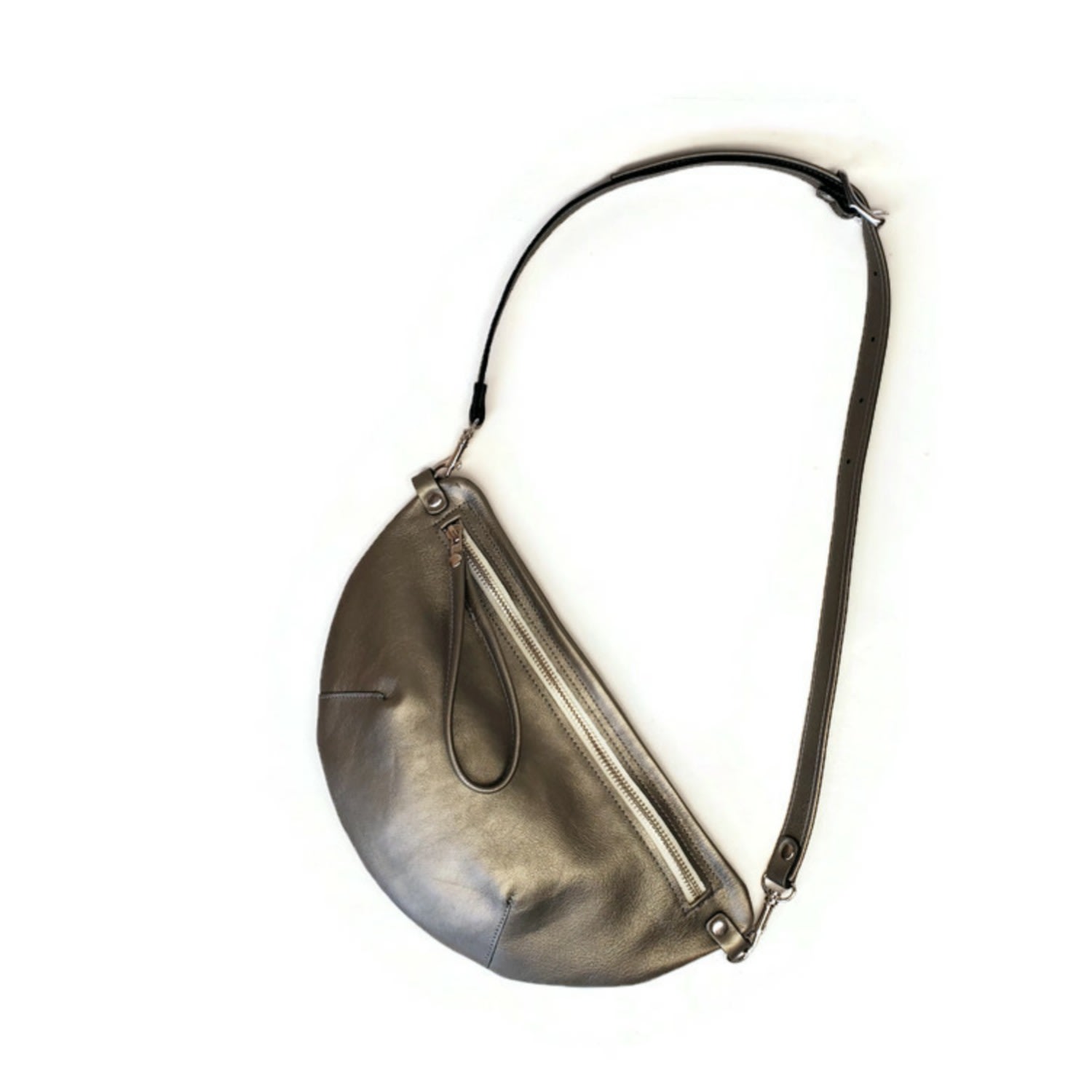 Angela Valentine Handbags Women's Metallic Harper Sling Bag In Dark Silver In Gold