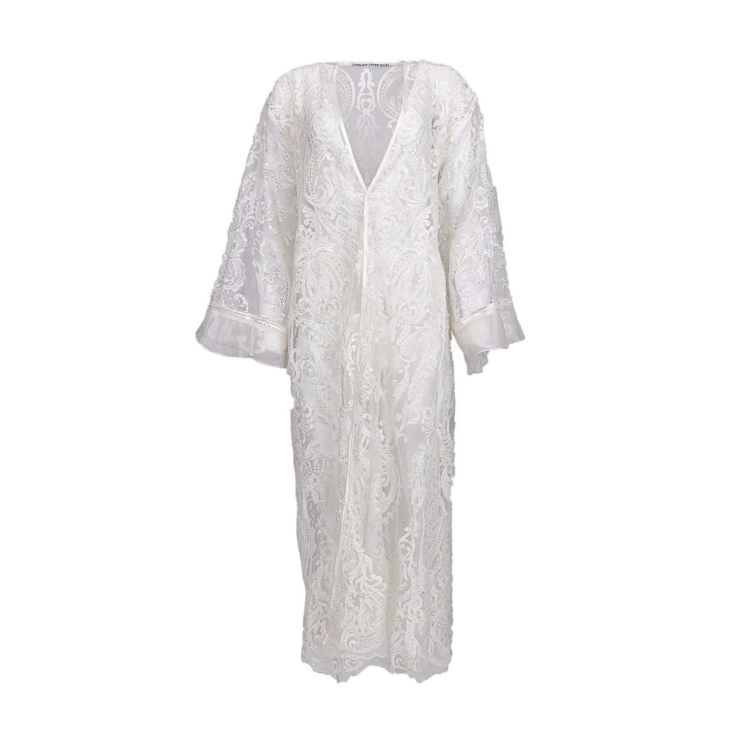 Women’s White Anais - Ethereal Ivory Goddess Robe With Sequin Detailing One Size Harlow Loves Daisy