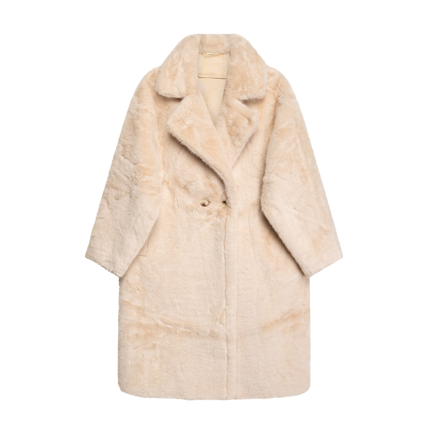 Tantra Spain Sl Women's Neutrals Reversible Fur Coat With Suede Lining, Lapels And Pockets.
