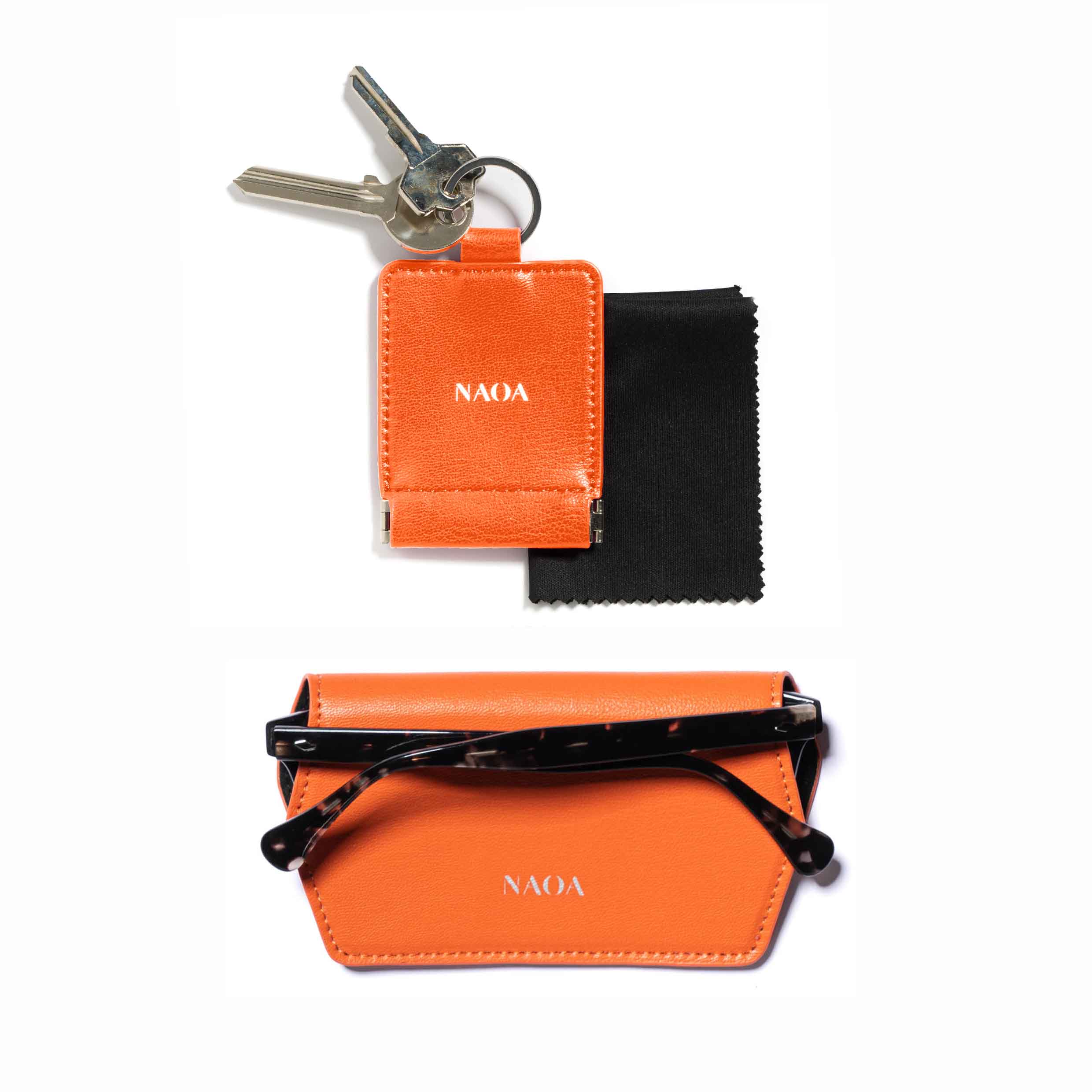 Naoa Women's Orange Apple-leather Glasses Care Set In Orange