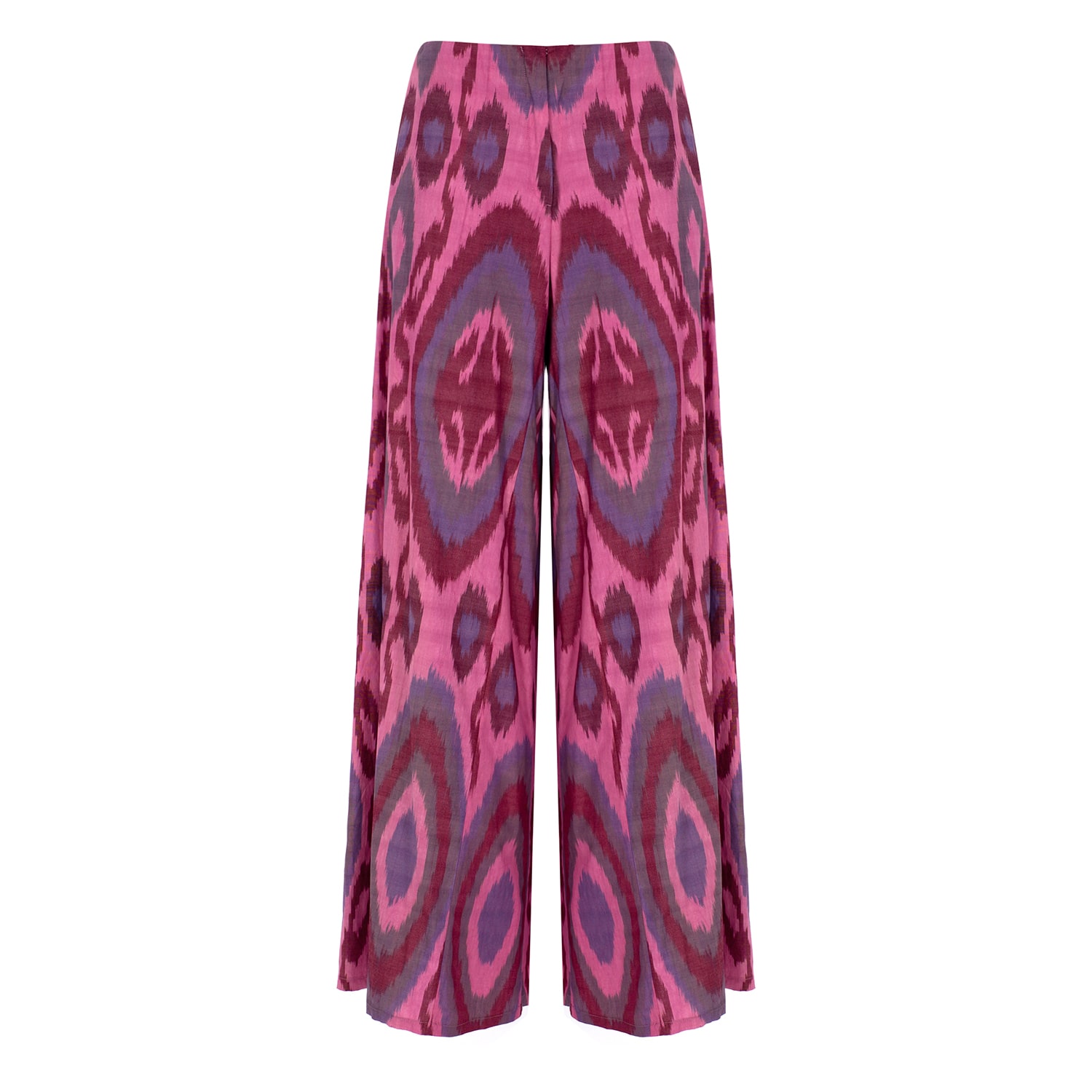 Punicana Women's Pink / Purple Palazzo Pant W Side Slit In Pink Ethnic Cotton Ikat In Pink/purple