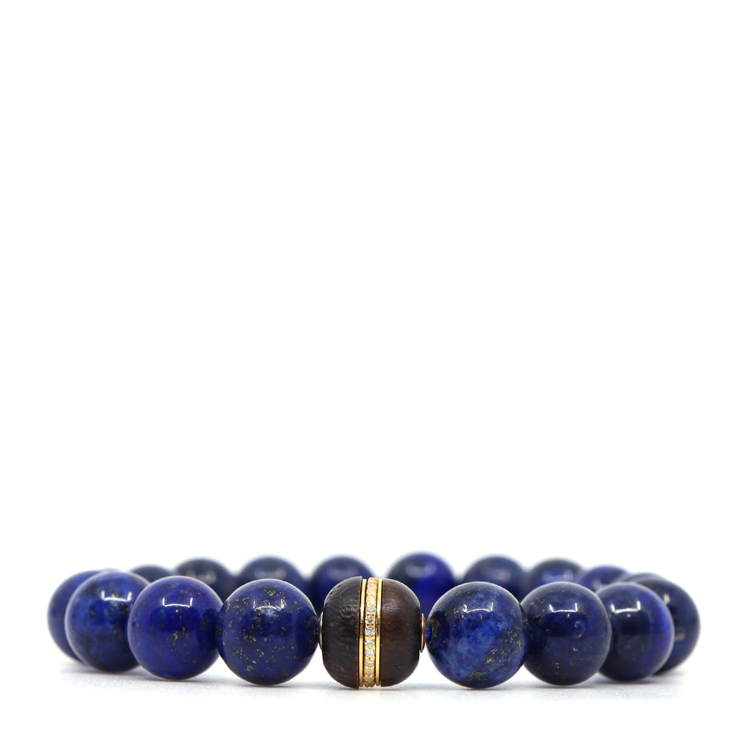 Shar Oke Men's Blue / Brown / Gold Lapis Lazuli & Wood Bracelet In Brown