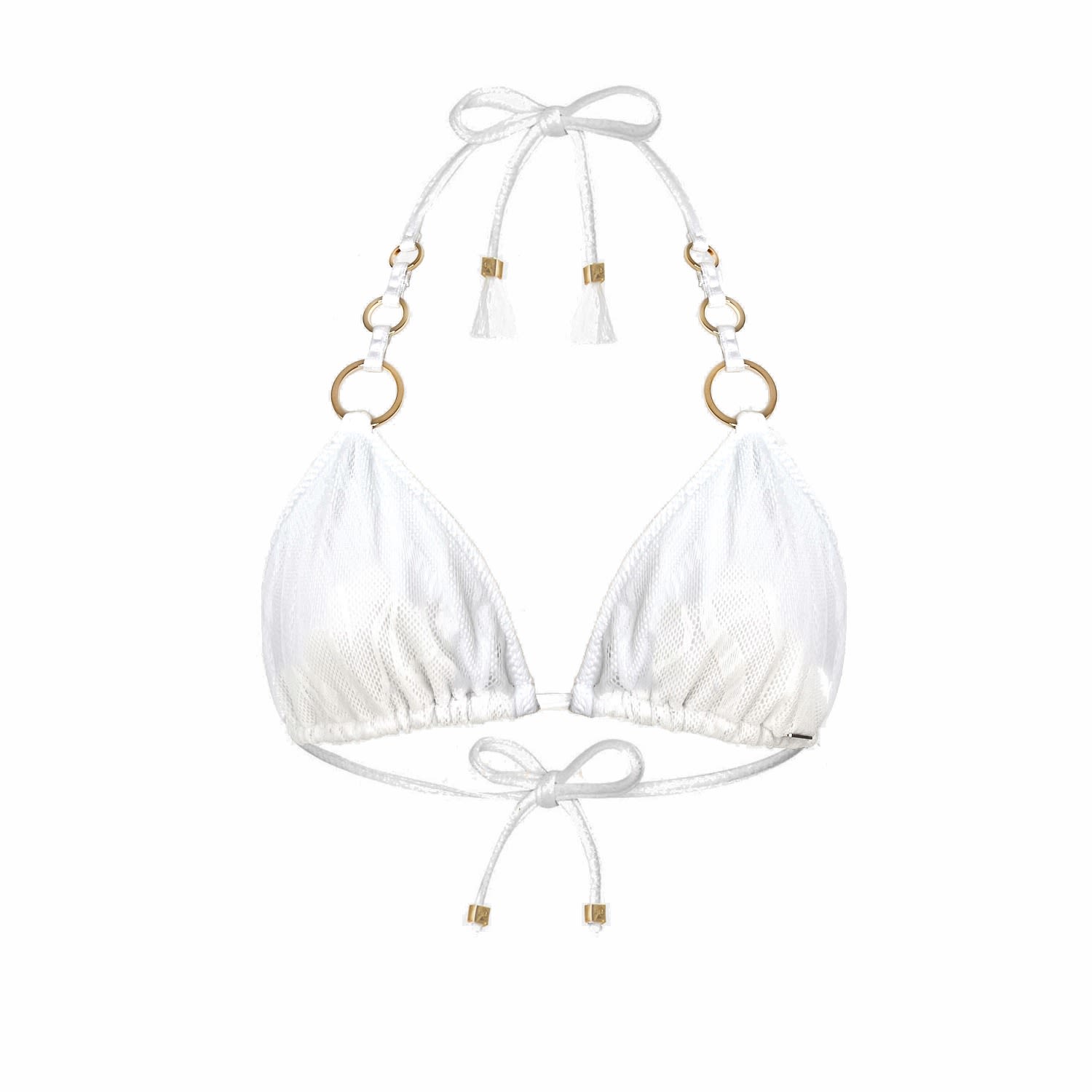 Deessa Ibiza Women's Gold / White Lace Eco Bikini Triangle Top Cala Comte Aurora - White In Gold/white