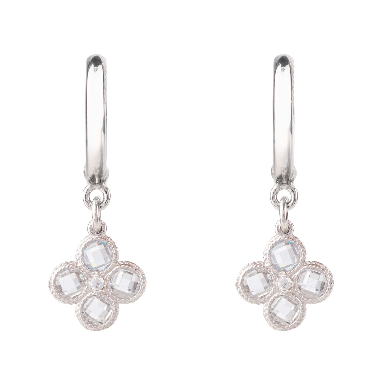 Women’s Flower Clover Small Drop Earrings Silver Latelita