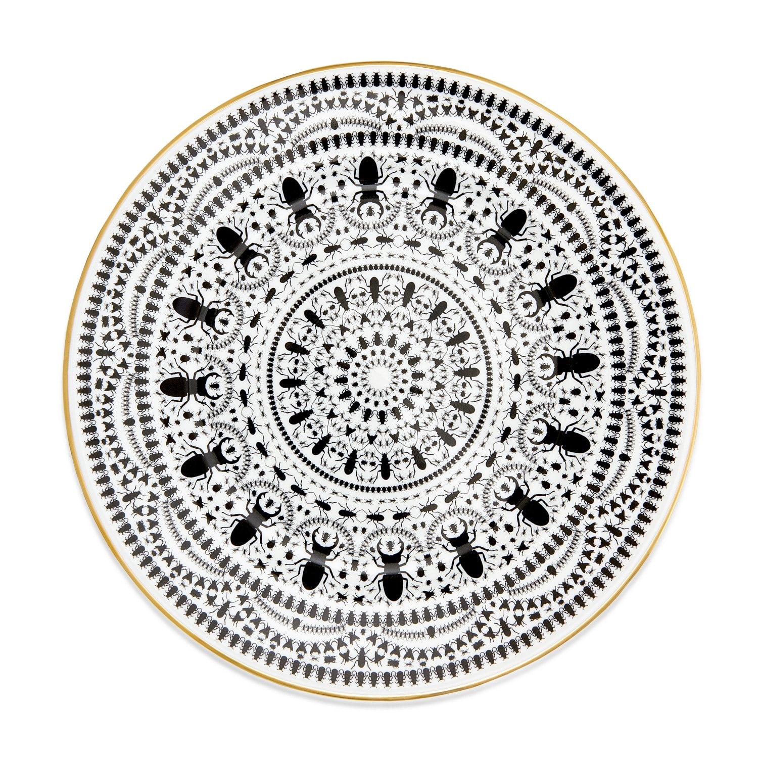 Gold / Black / White Insect Mandala Carver Plate The Curious Department