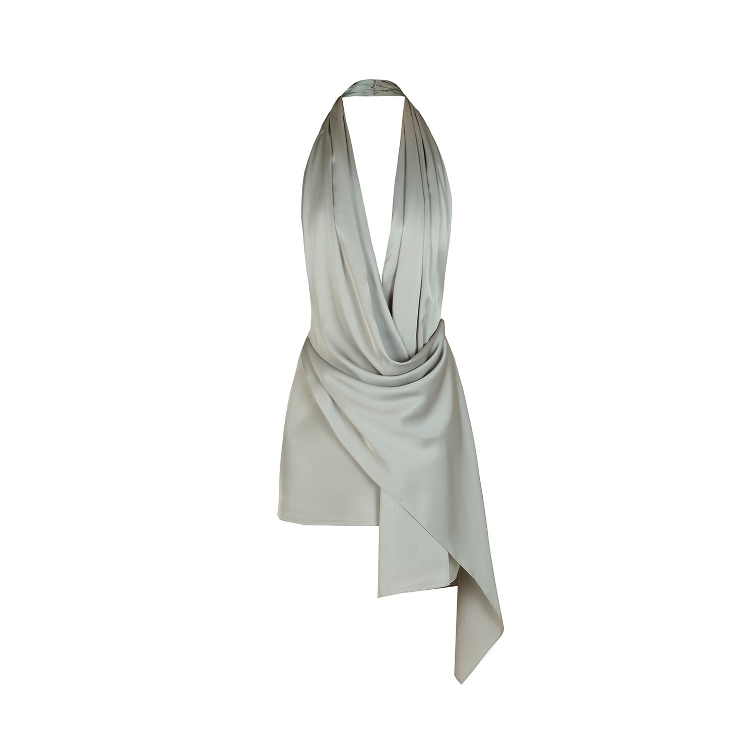 Avenue 8 Women's Grey Mini Silk Draped Dress