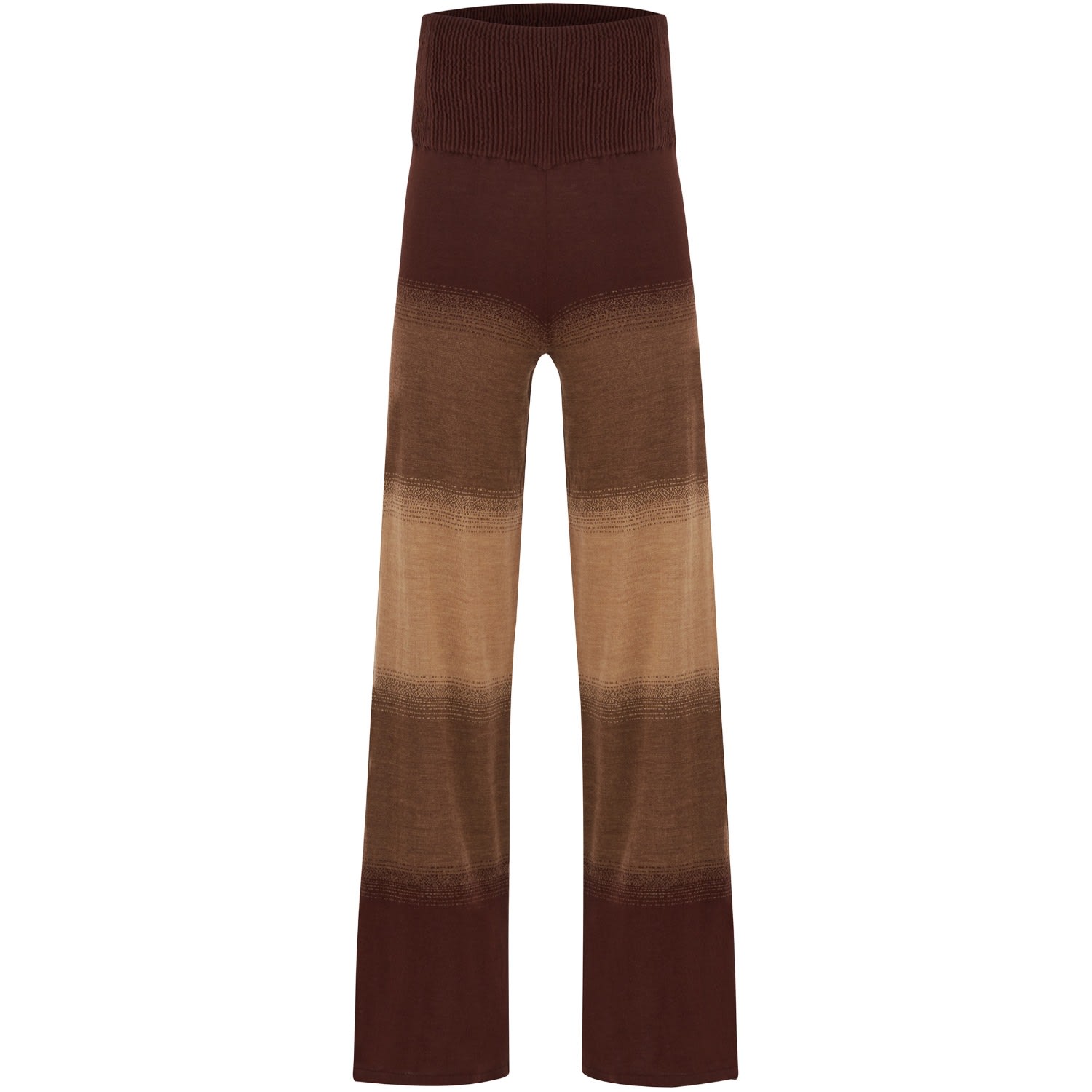 Peraluna Women's Color Transition Bell Bottom High-waisted Knit Trousers - Brown/camel Melange In Beige/brown