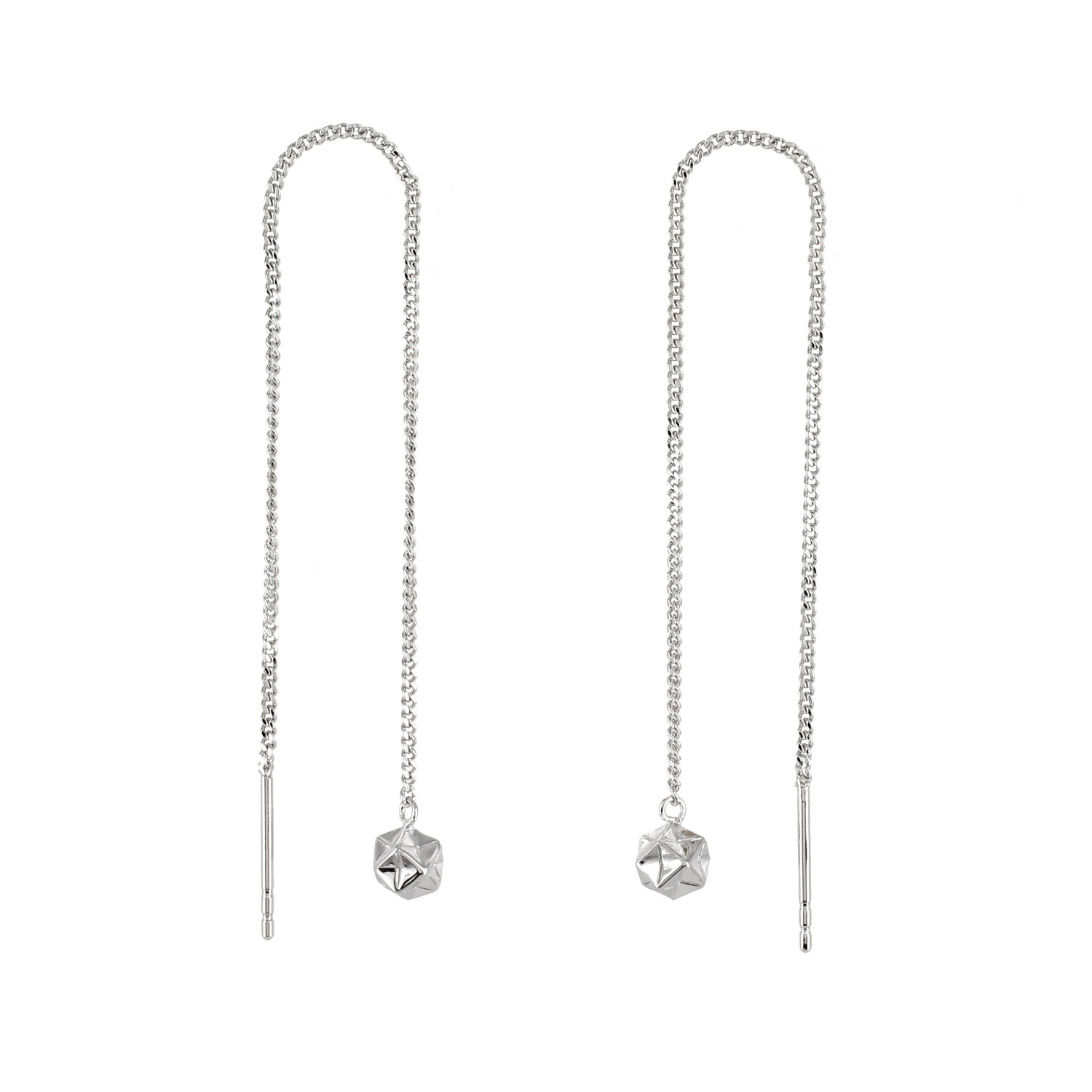 Women’s Magic Ball Silver Chain Earrings Origami Jewellery