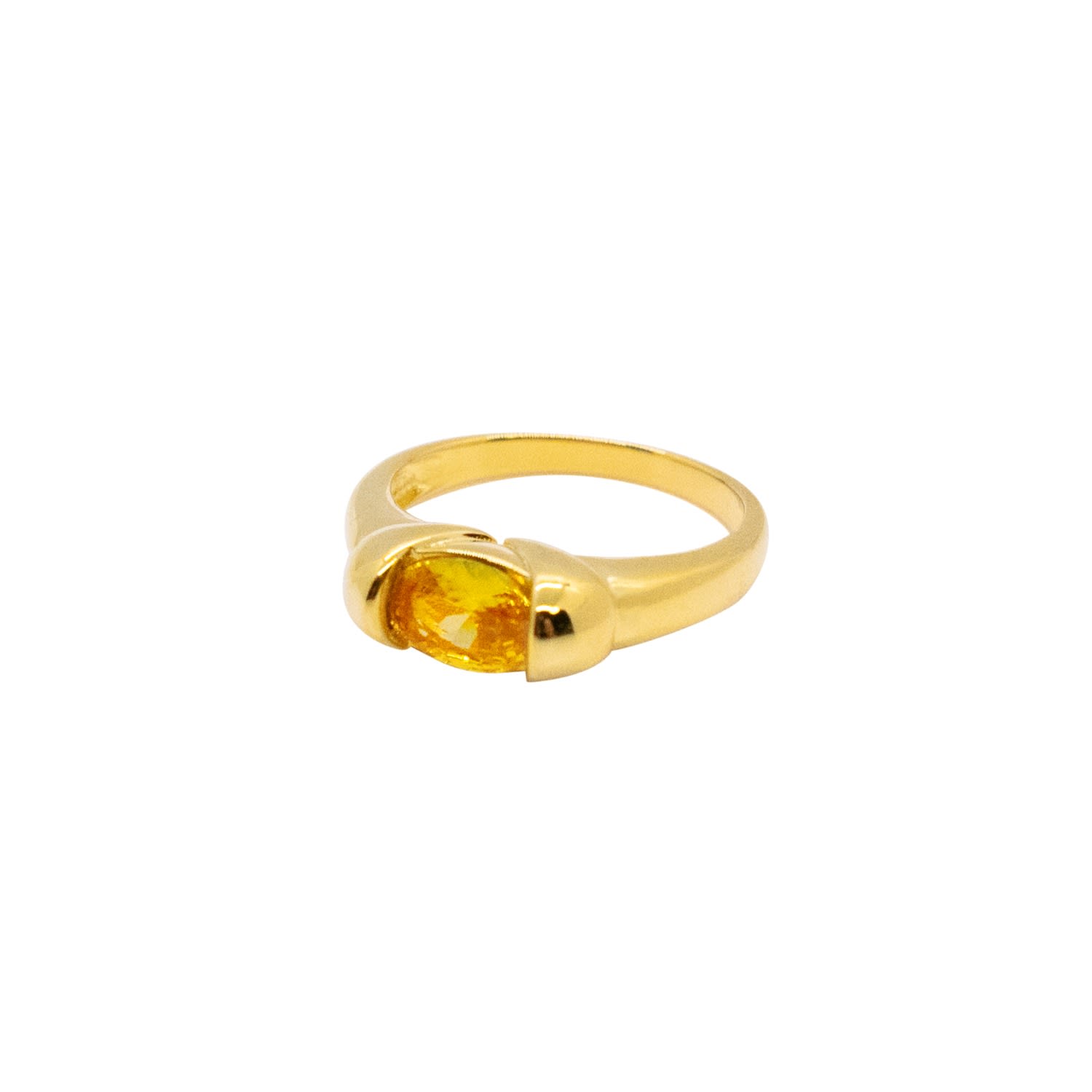 Seree Women's Yellow / Orange Cleo Zircon Croissant Ring In Gold