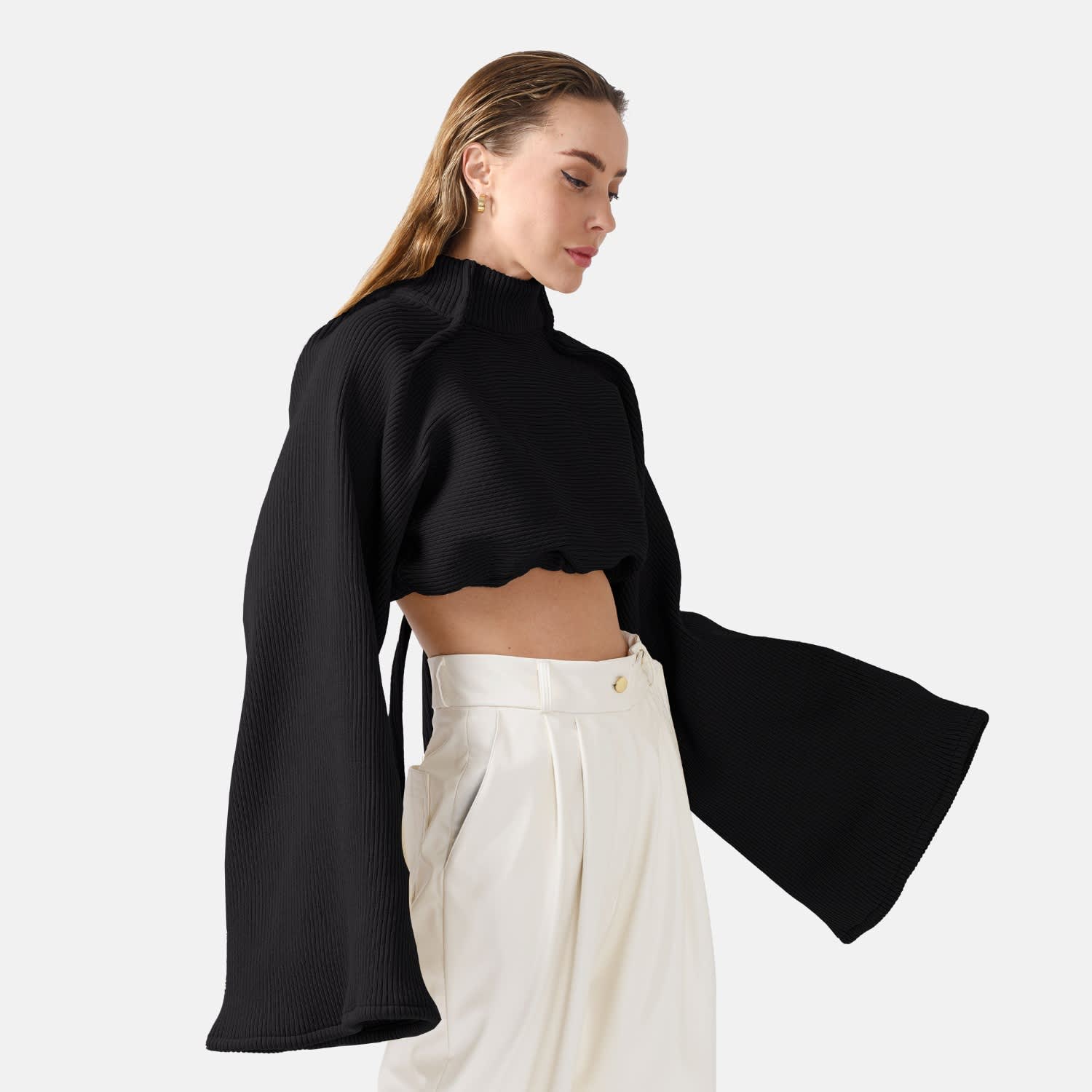 Black oversized cropped jumper online