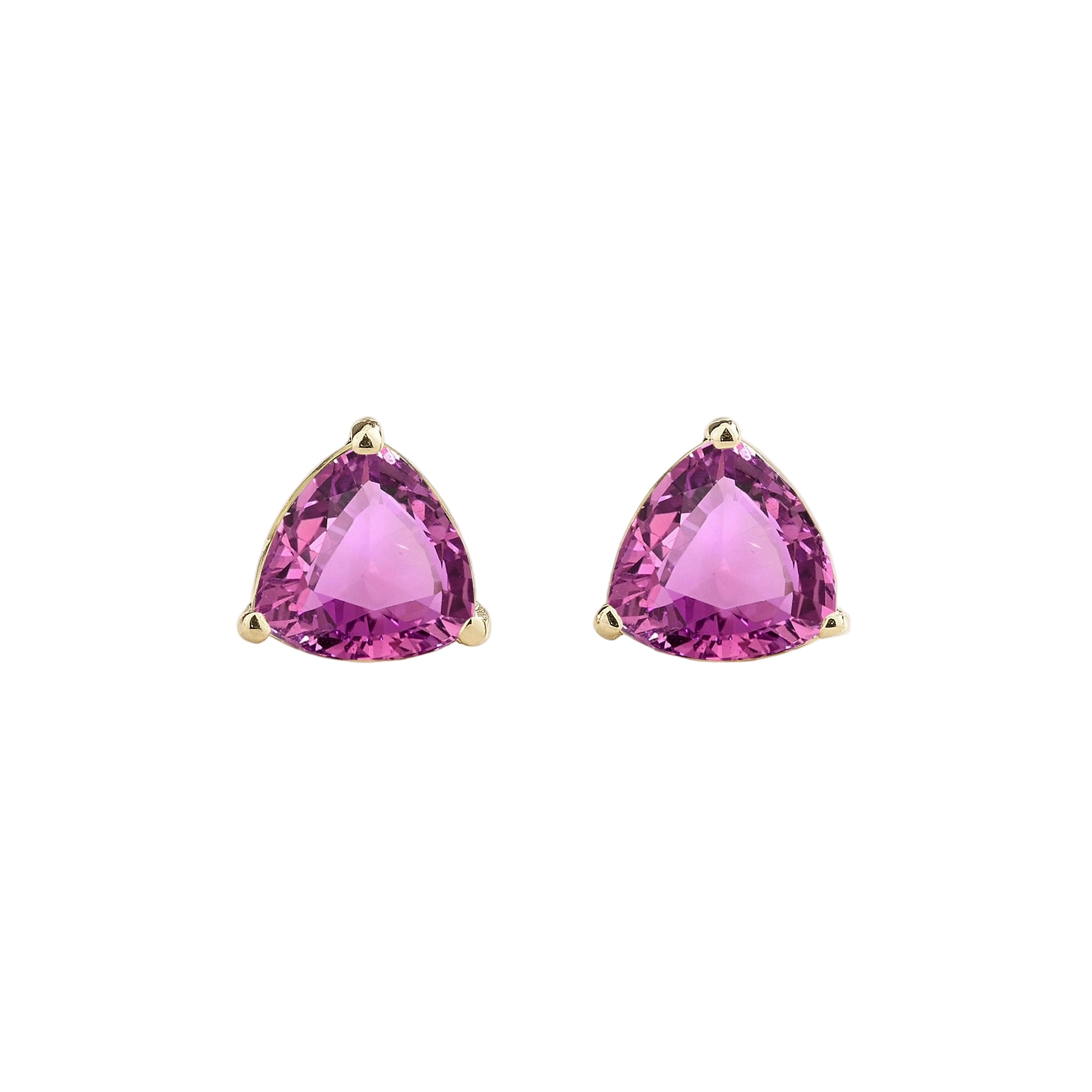 Juvetti Women's White / Purple Trillion White Gold Earrings Set With Purple Sapphire In Pink