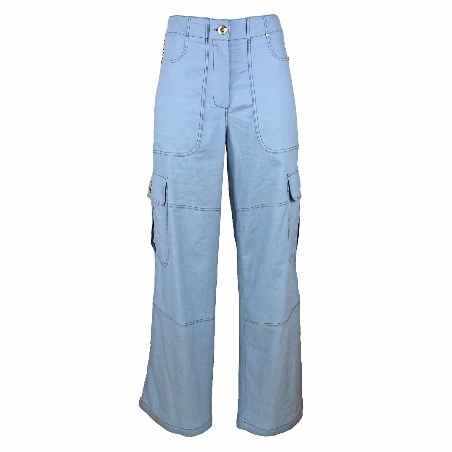Lalipop Design Women's High-waisted Baby Blue Cargo Pants In Blue