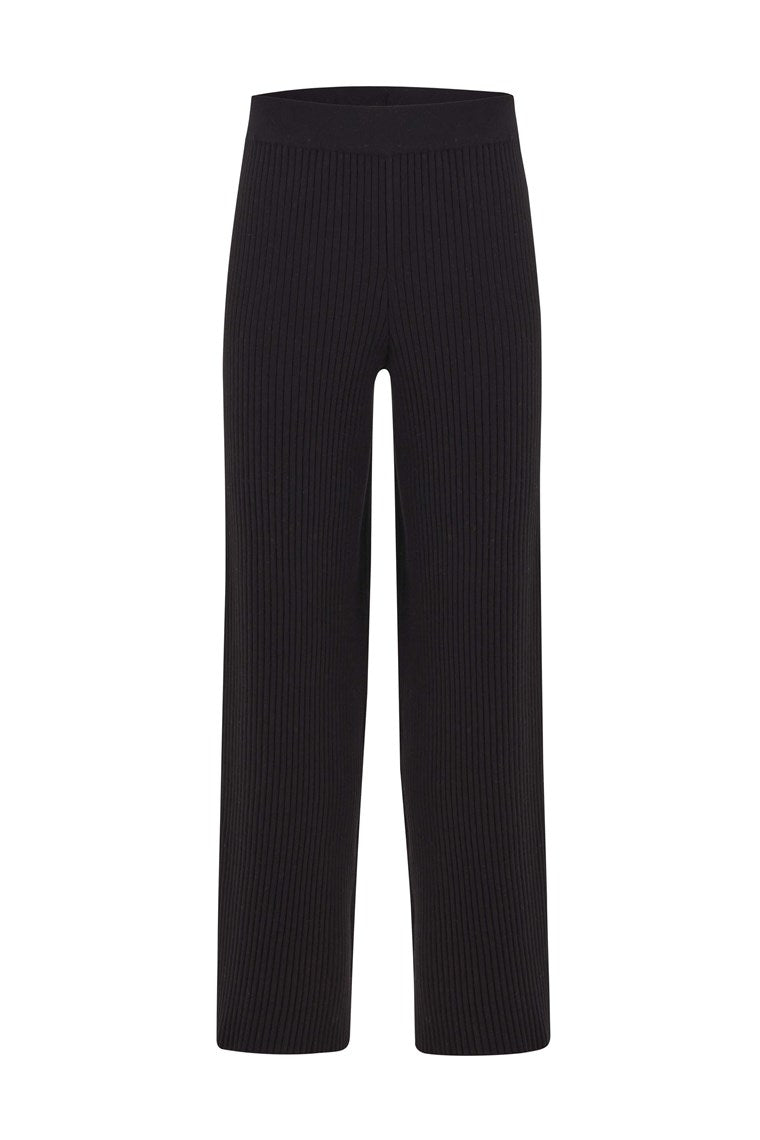 Women’s Cashmere Blend Straight-Cut Knit Trousers - Black Large Peraluna