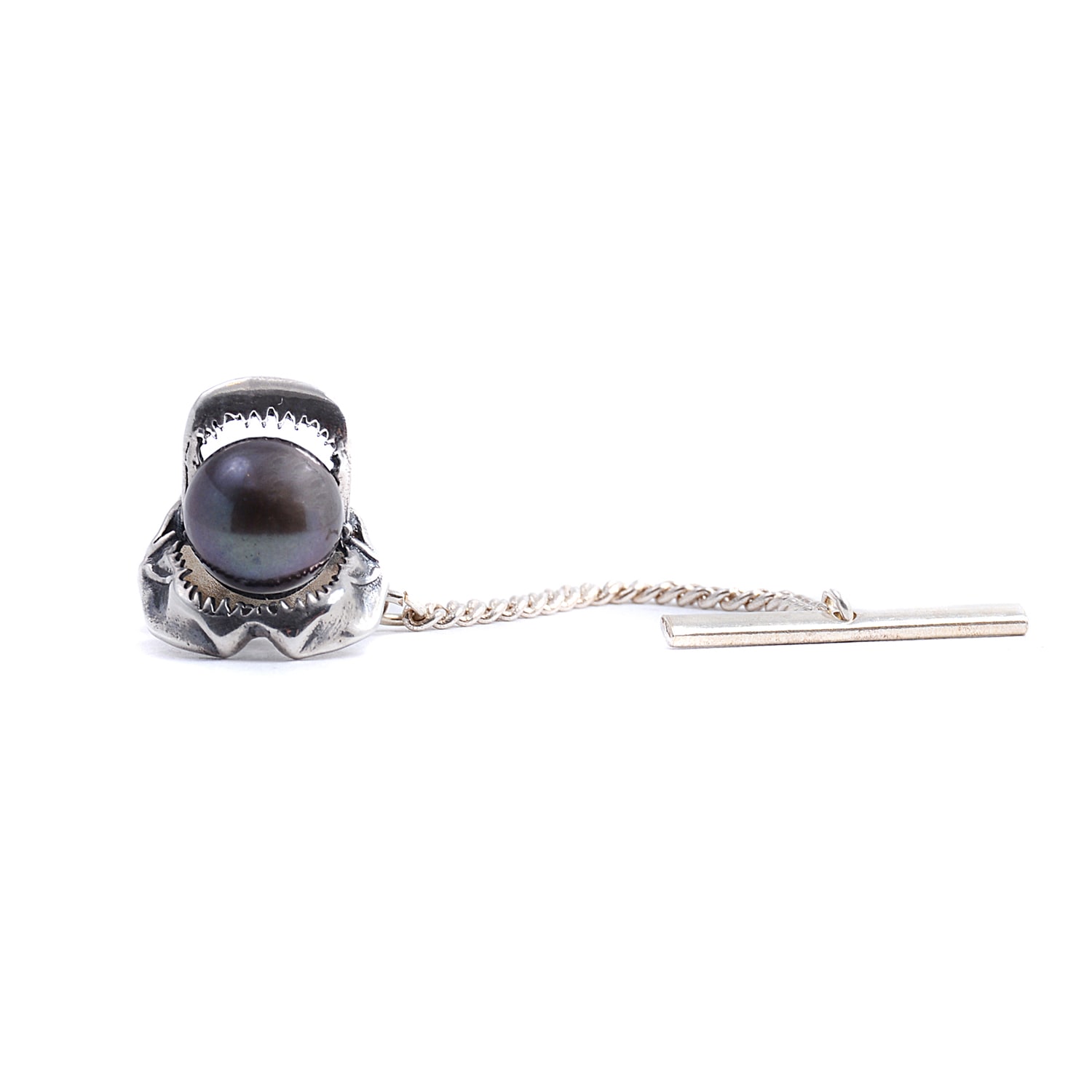 Men’s Shark Jawbone & Pearl Tie Pin - Silver Lee Renee