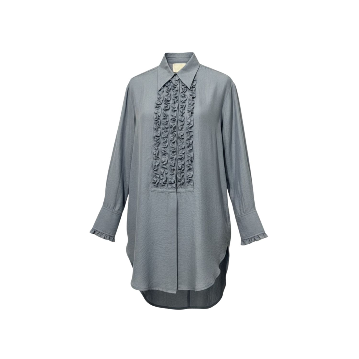 Women's Blue Tuxedo Shirt Dress In Chambray | Small | Lindsay Nicholas New York