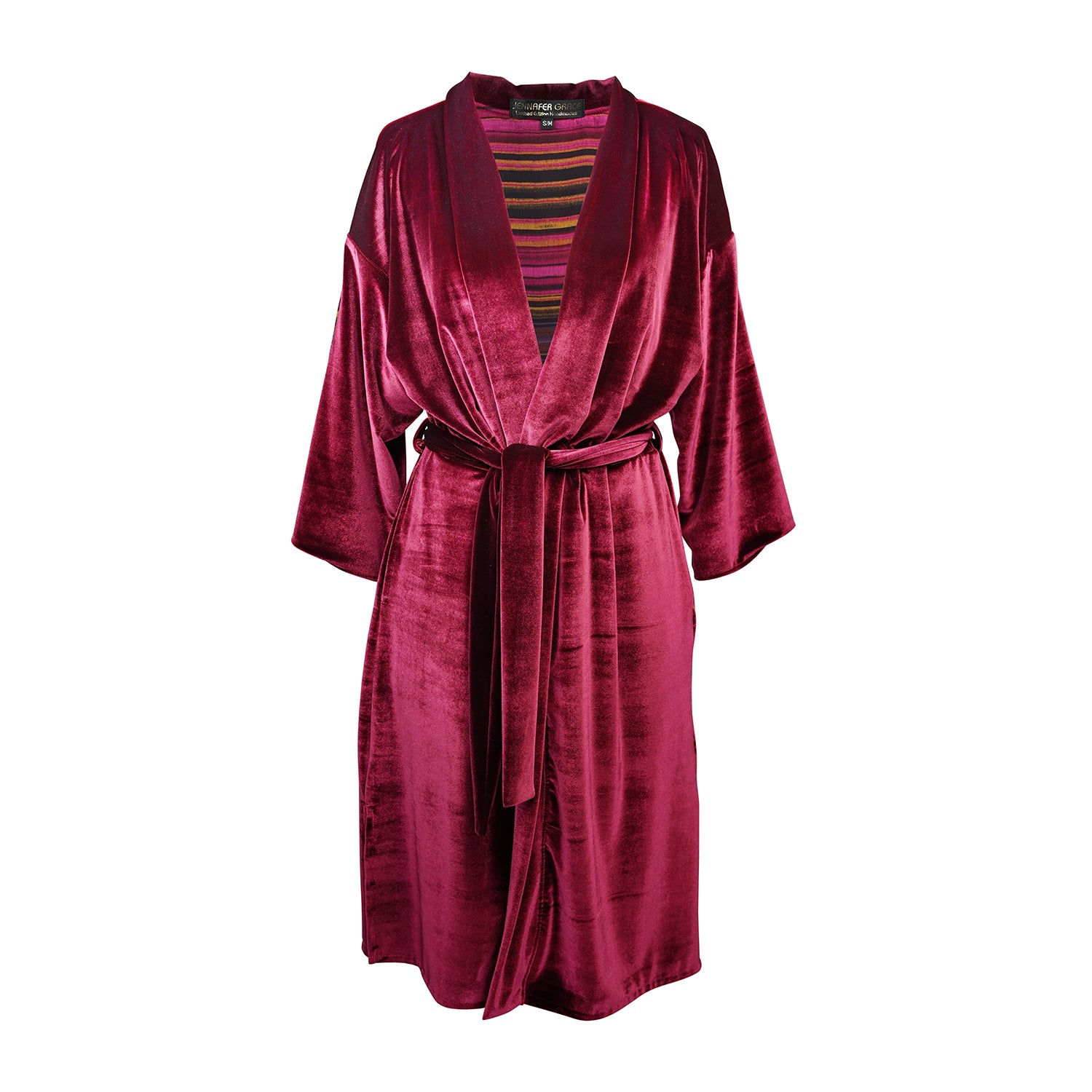 Jennafer Grace Women's Red Bordeaux Velvet Reversible Koi Kimono In Red