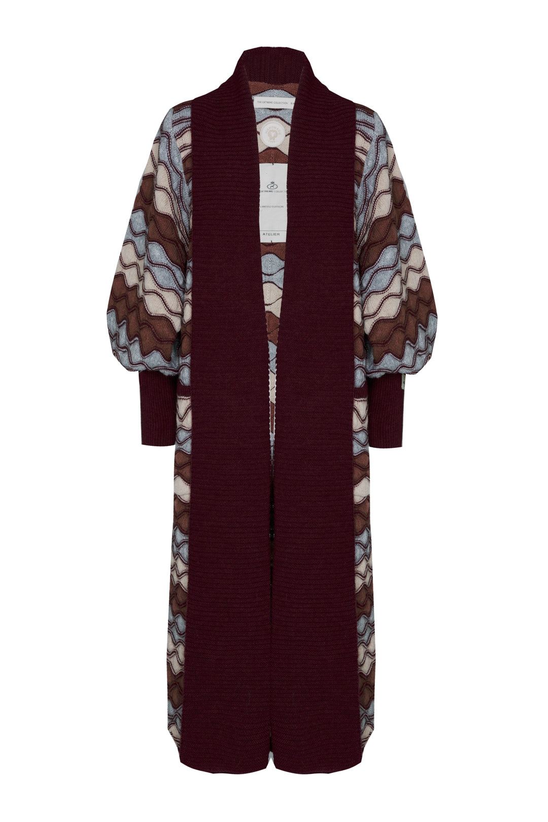 The Extreme Collection Women's Henriette Maroon Long Wave Cardigan In Brown