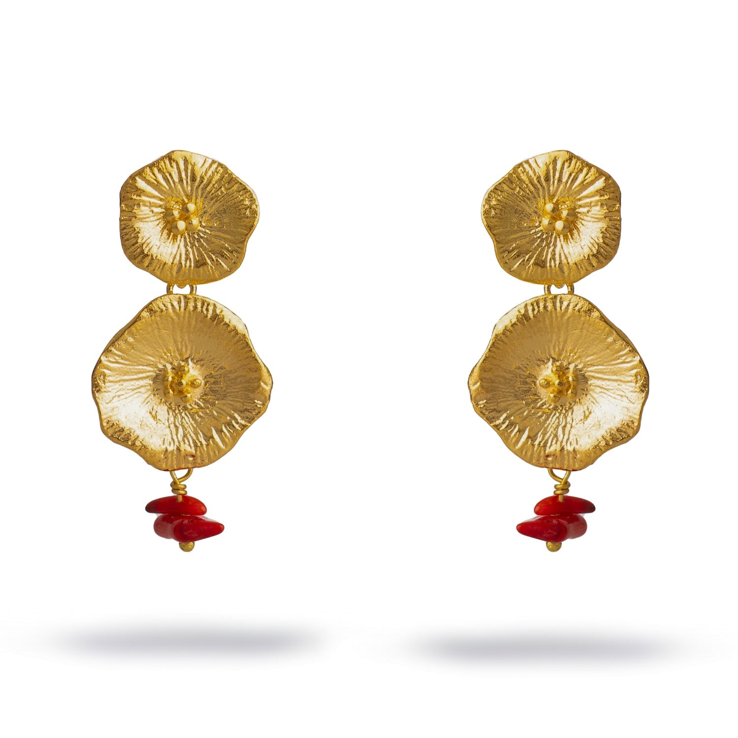 Ebru Jewelry Women's Orange / Gold Ocean Flame Coral Gold Dangle Earrings - Orange In Gold