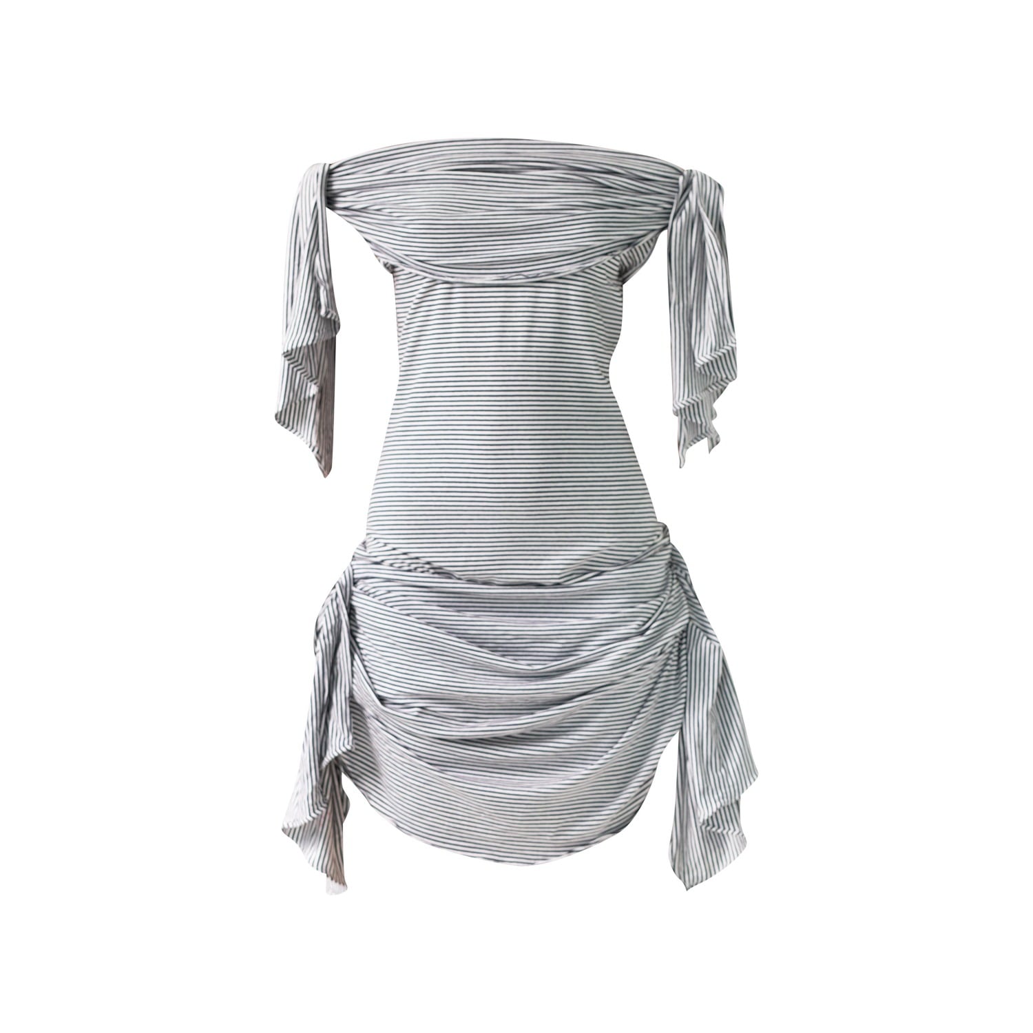 Women's Black / Grey Chloe Dress In Striped Fabric | Medium | Enxhaline