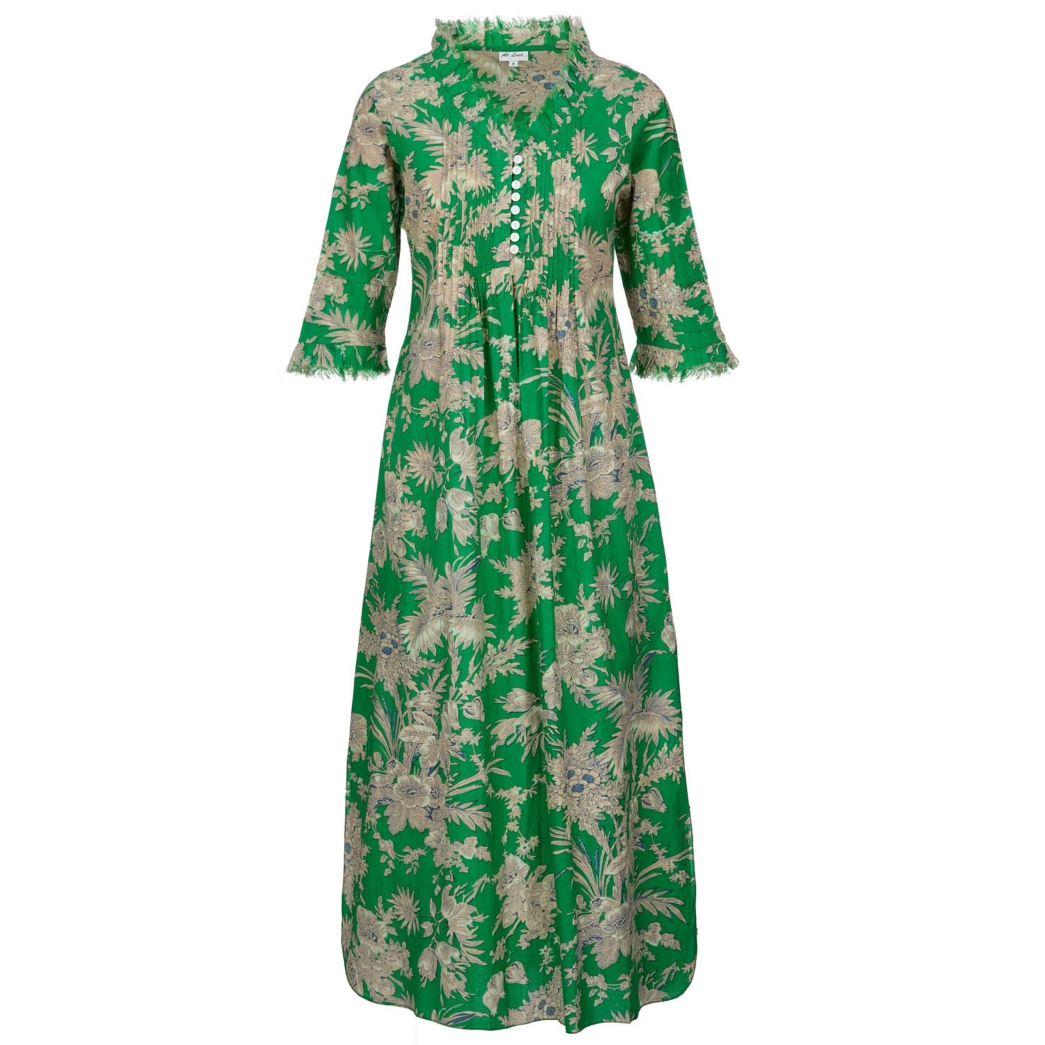 At Last... Women's Cotton Annabel Maxi Dress In Grass Green In Green