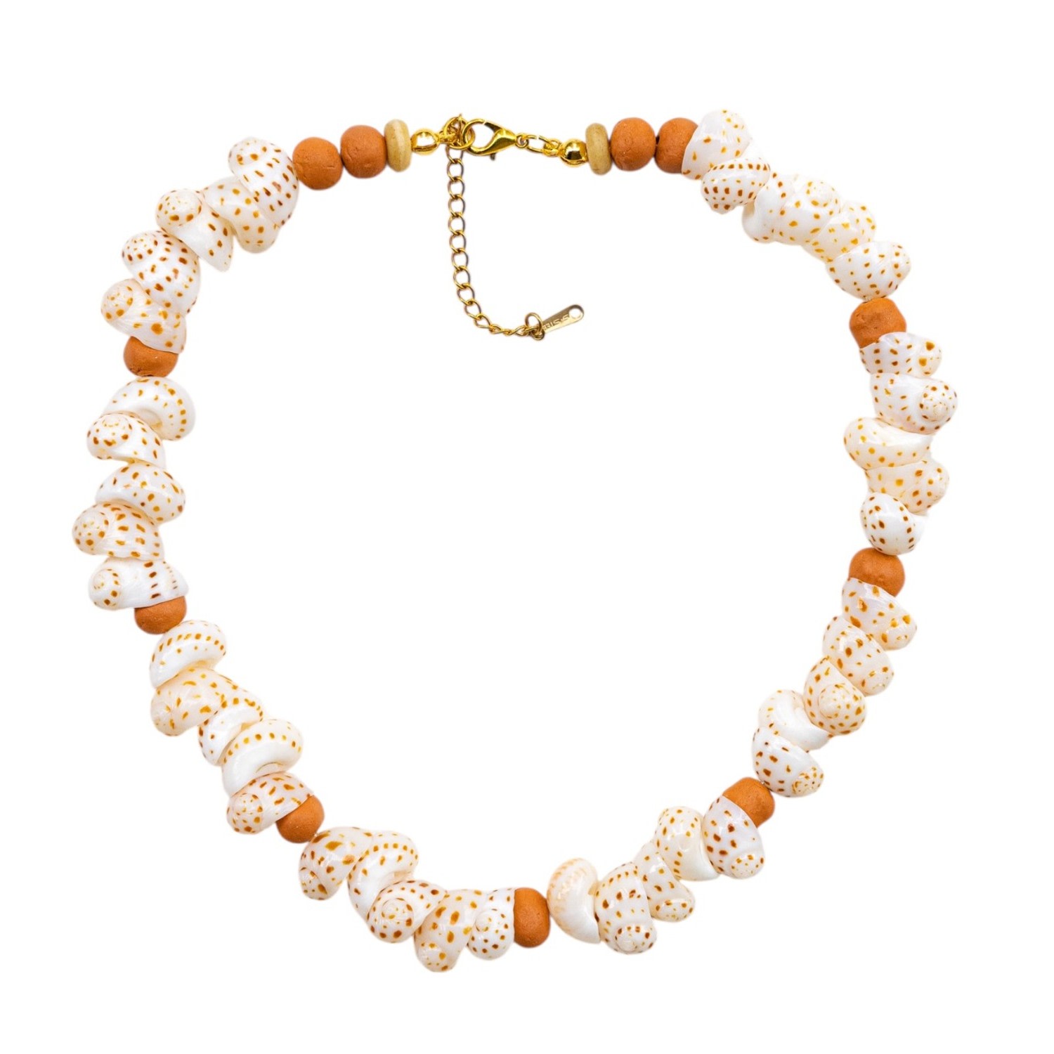 Sunset Magic Studio Women's Seashell Detailed Clay Bead Necklace - Dear, Sunset In White