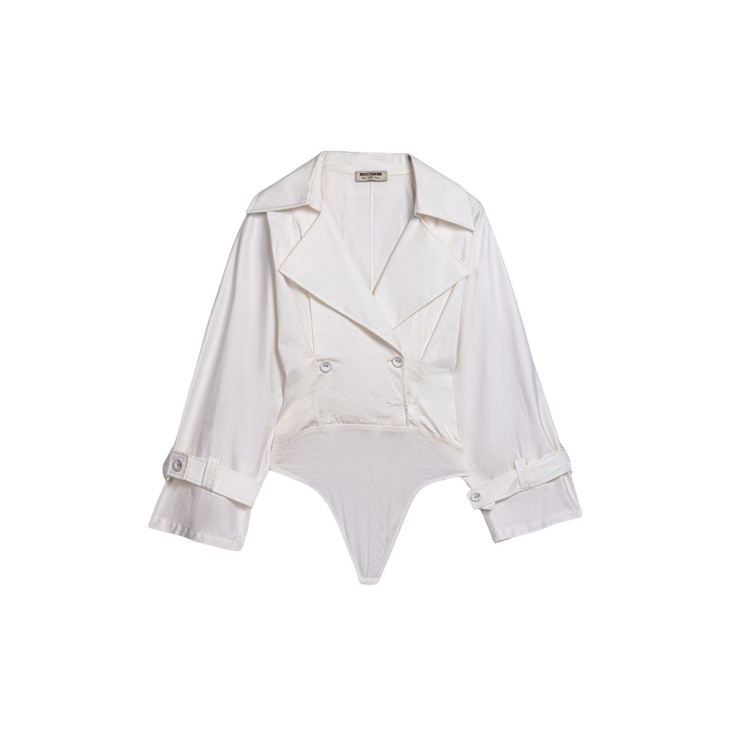 Nocturne Women's Neutrals Layered Collar Wrap Bodysuit In White