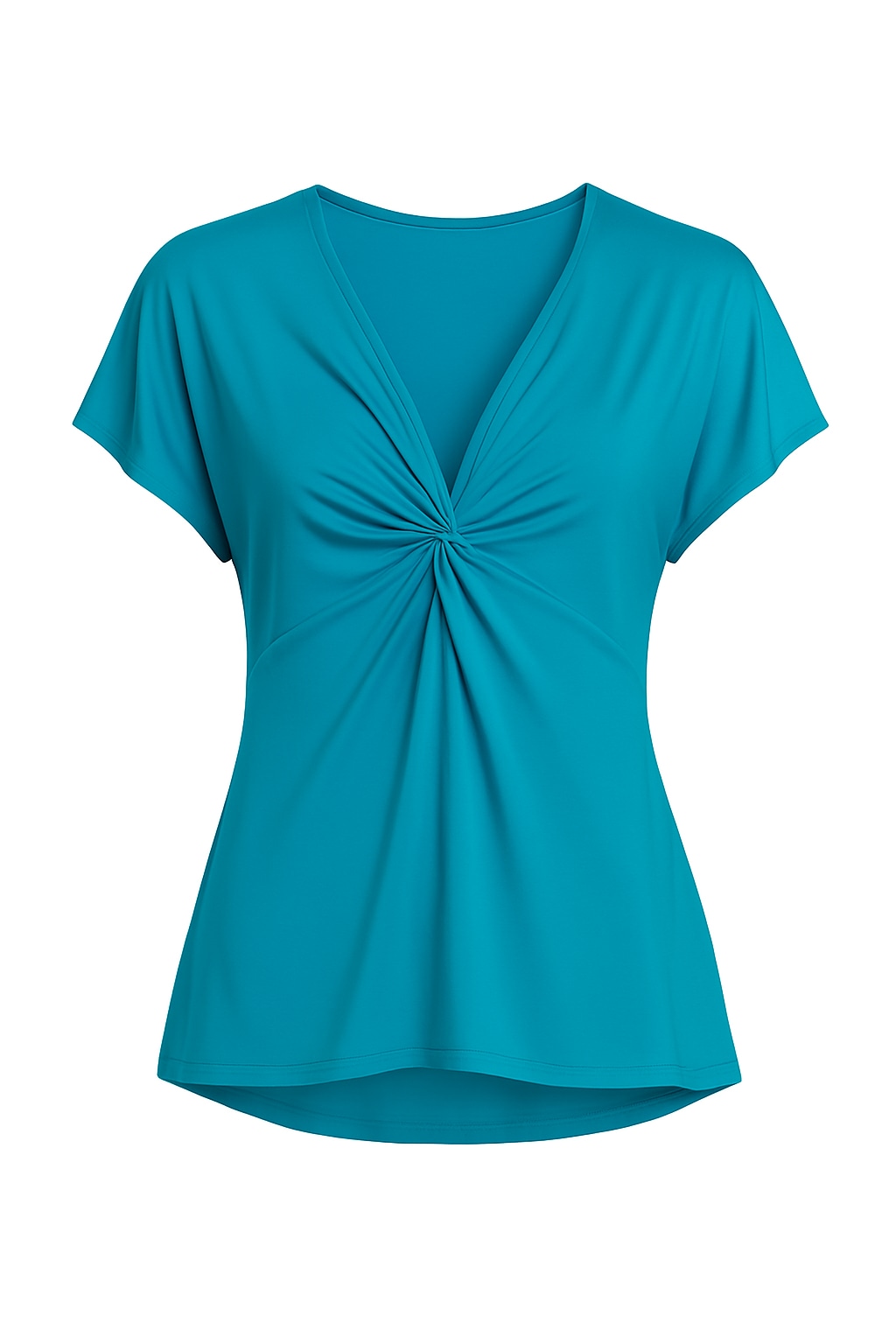 Conquista Women's Blue Twist Front  Turquoise Jersey Top –