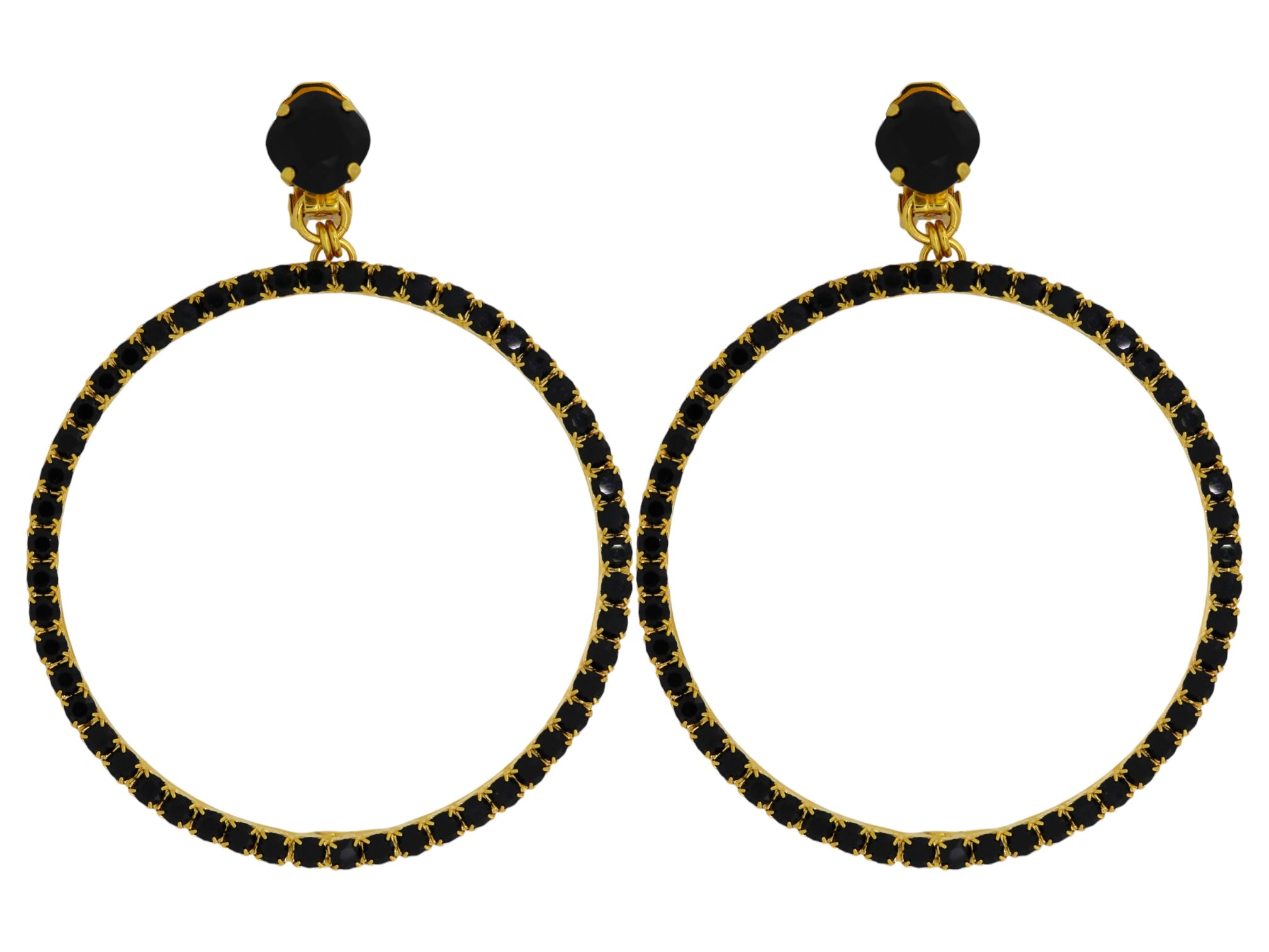 Vickisarge Women's The Large Black Hoop Earrings In Gold - Clip