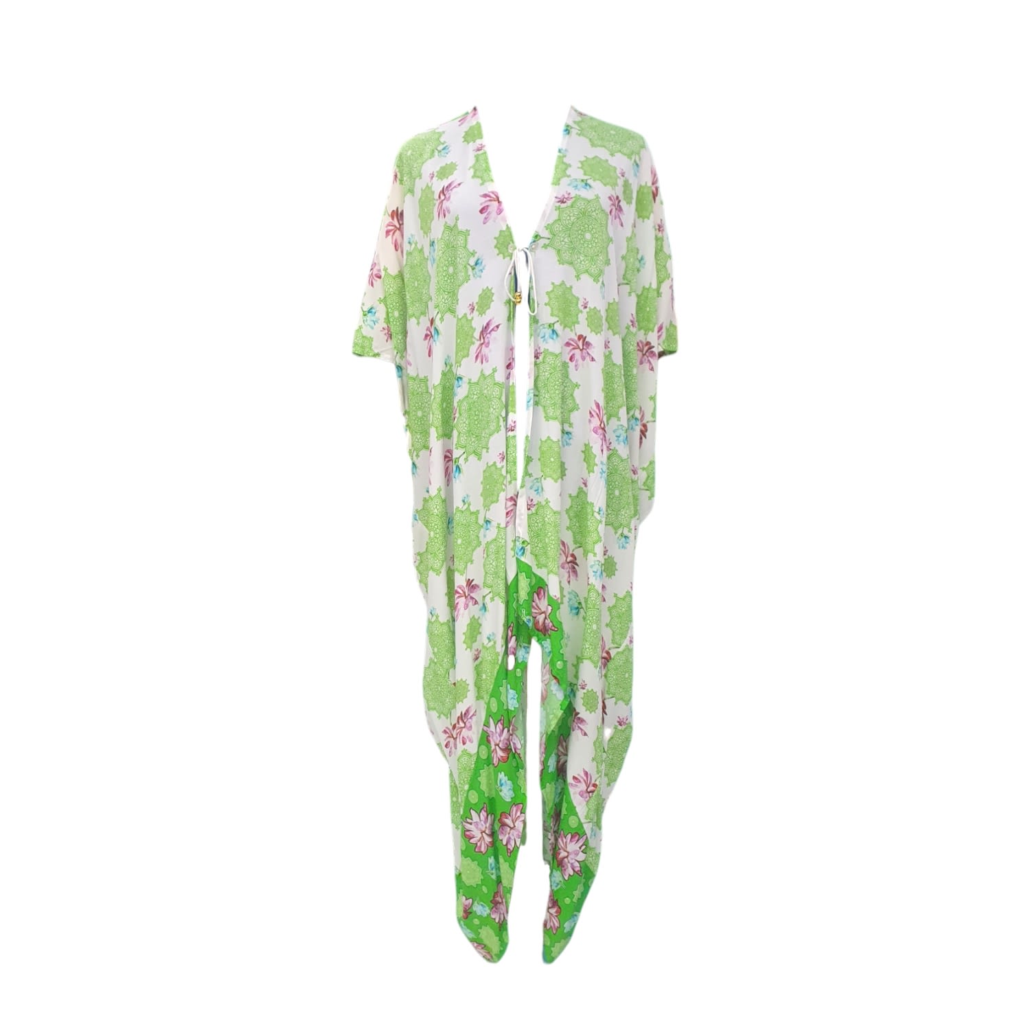 Dijo Clothing Women's White Anahata Kimono In Green