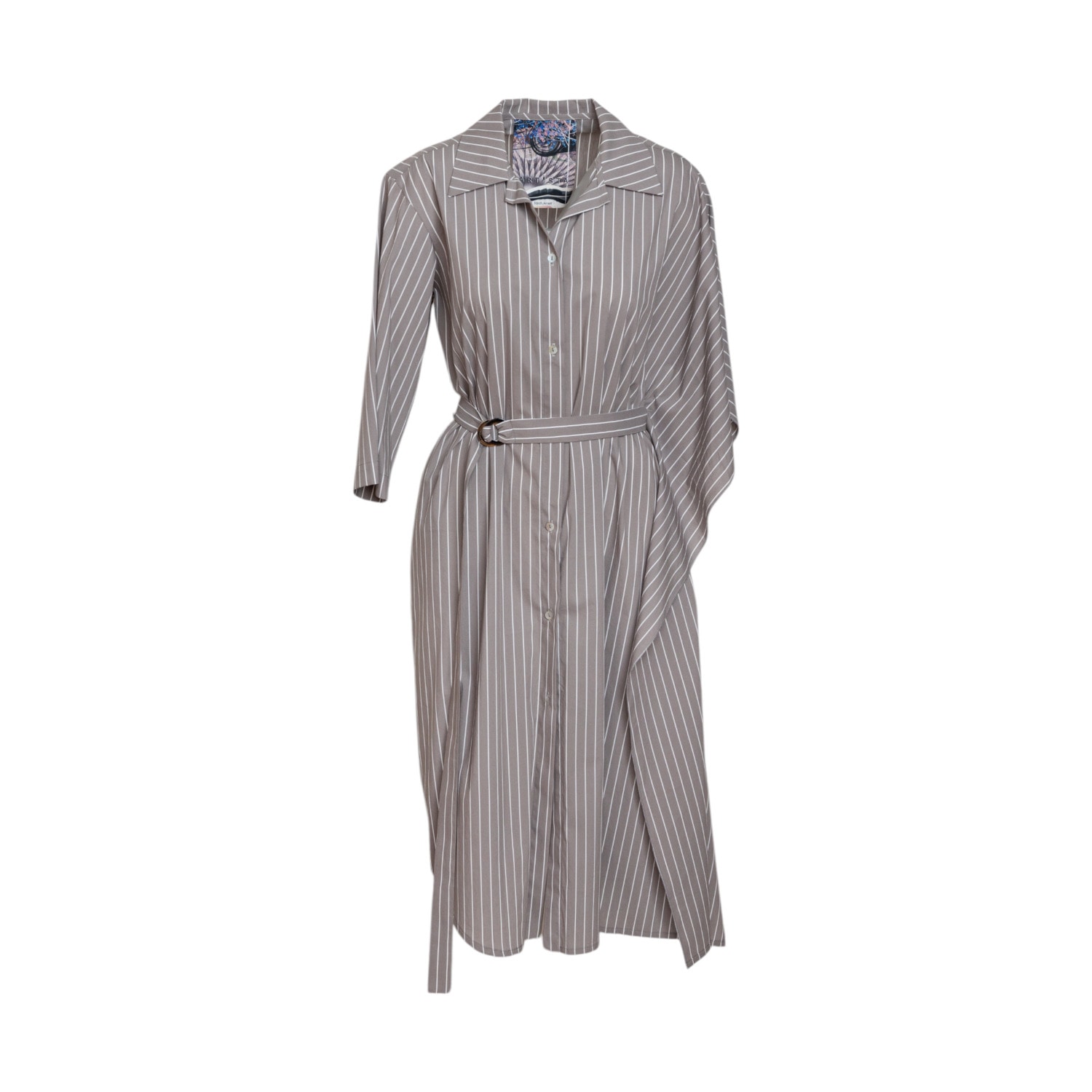 Artista Women's White / Grey Line Jin Shirt Dress In White/grey