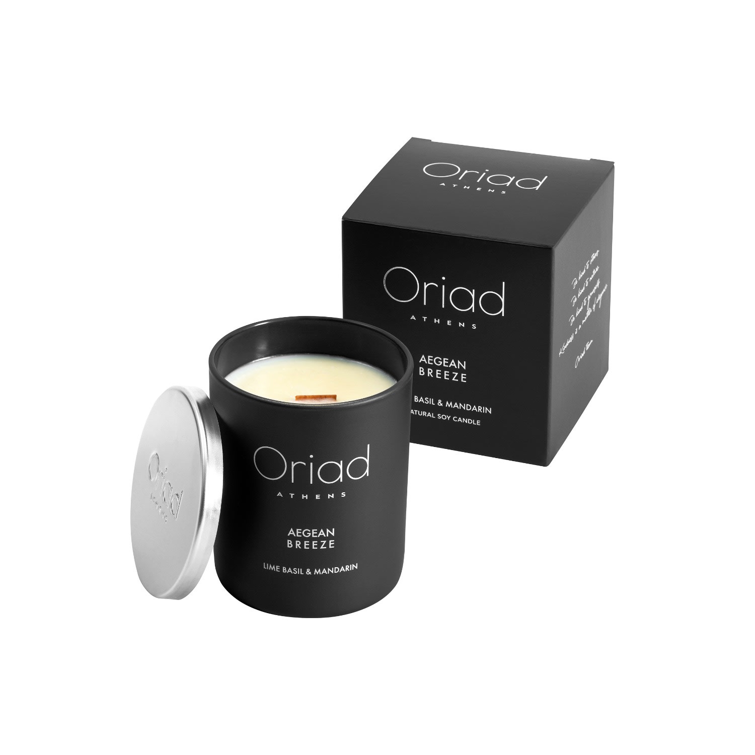 Black Aegean Breeze Candle With Lime Basil & Mandarin Oriad Athens