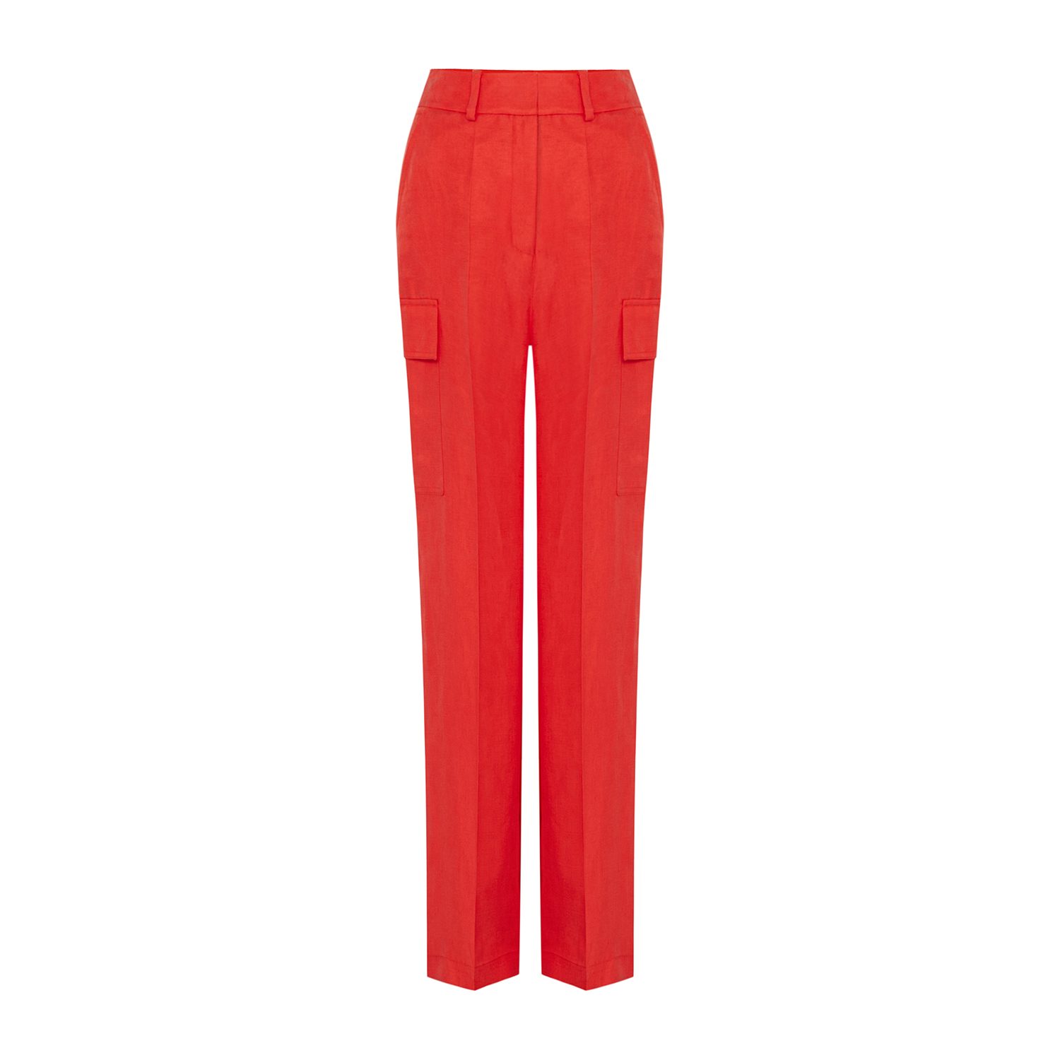 Rue Les Createurs Women's Side Pocket Detail Relaxed Fit Red Trousers In Red