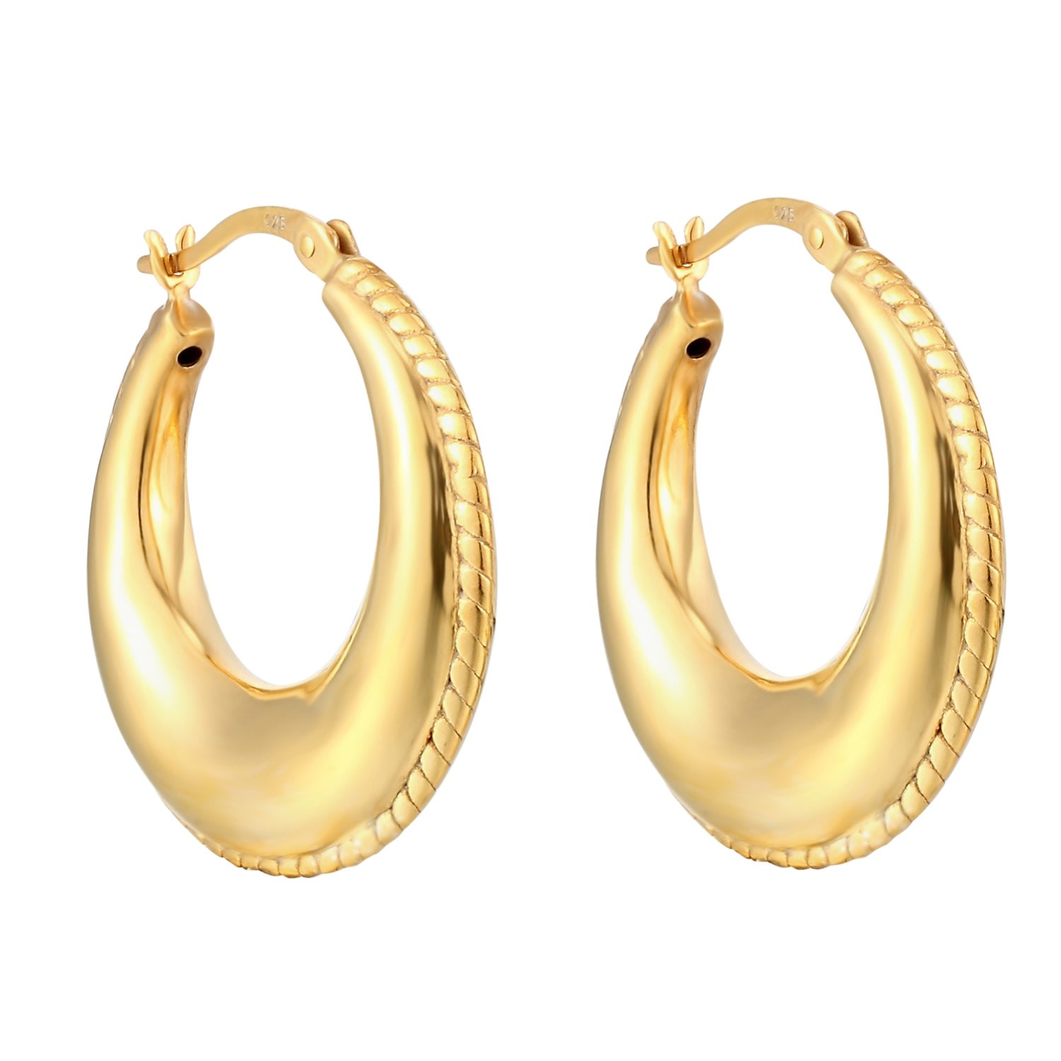 Women’s 22Ct Gold Vermeil Curved Rope Edge Creole Hoops Seol + Gold