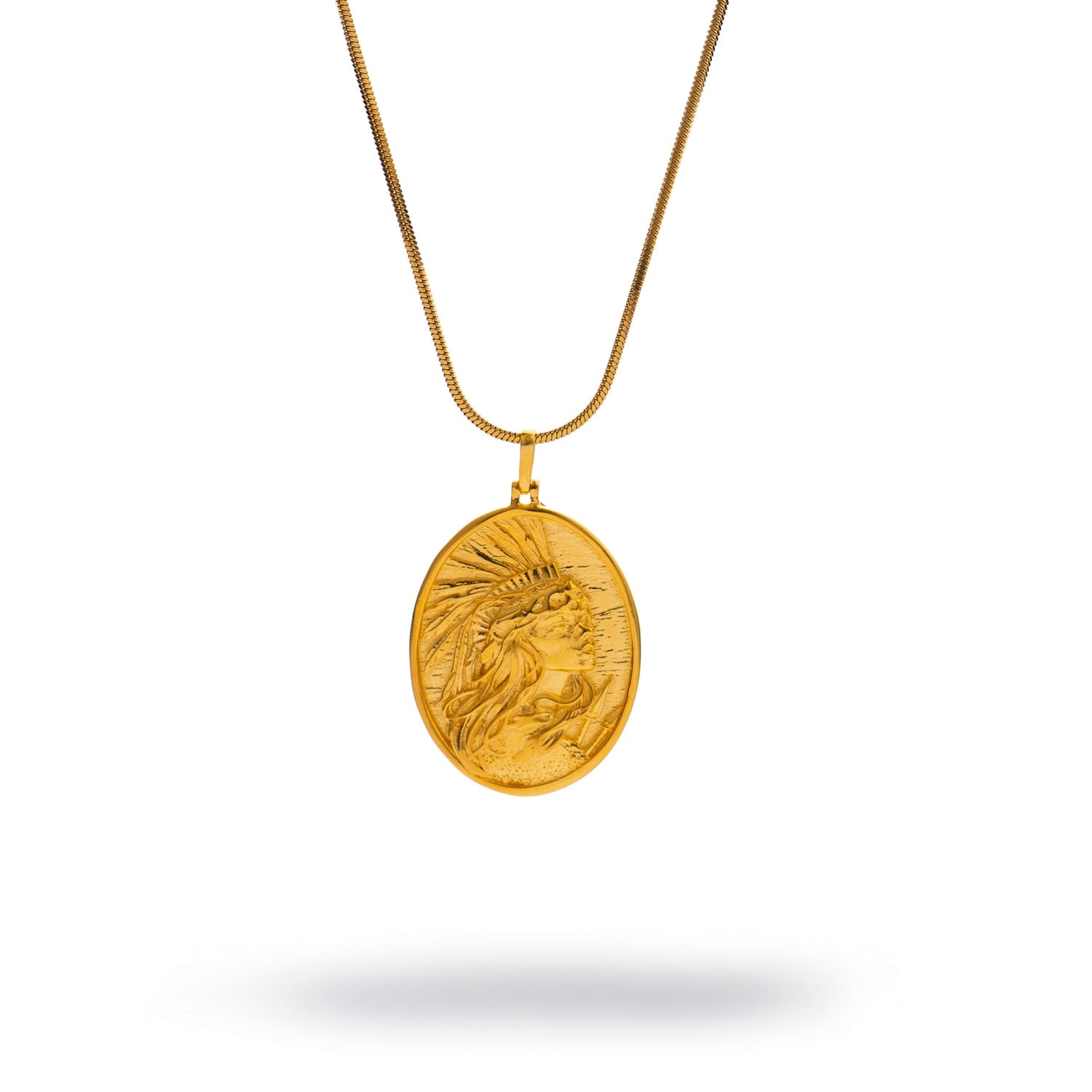 Ebru Jewelry Women's Golden Warrior Goddess Medallion Necklace - Gold In Gold