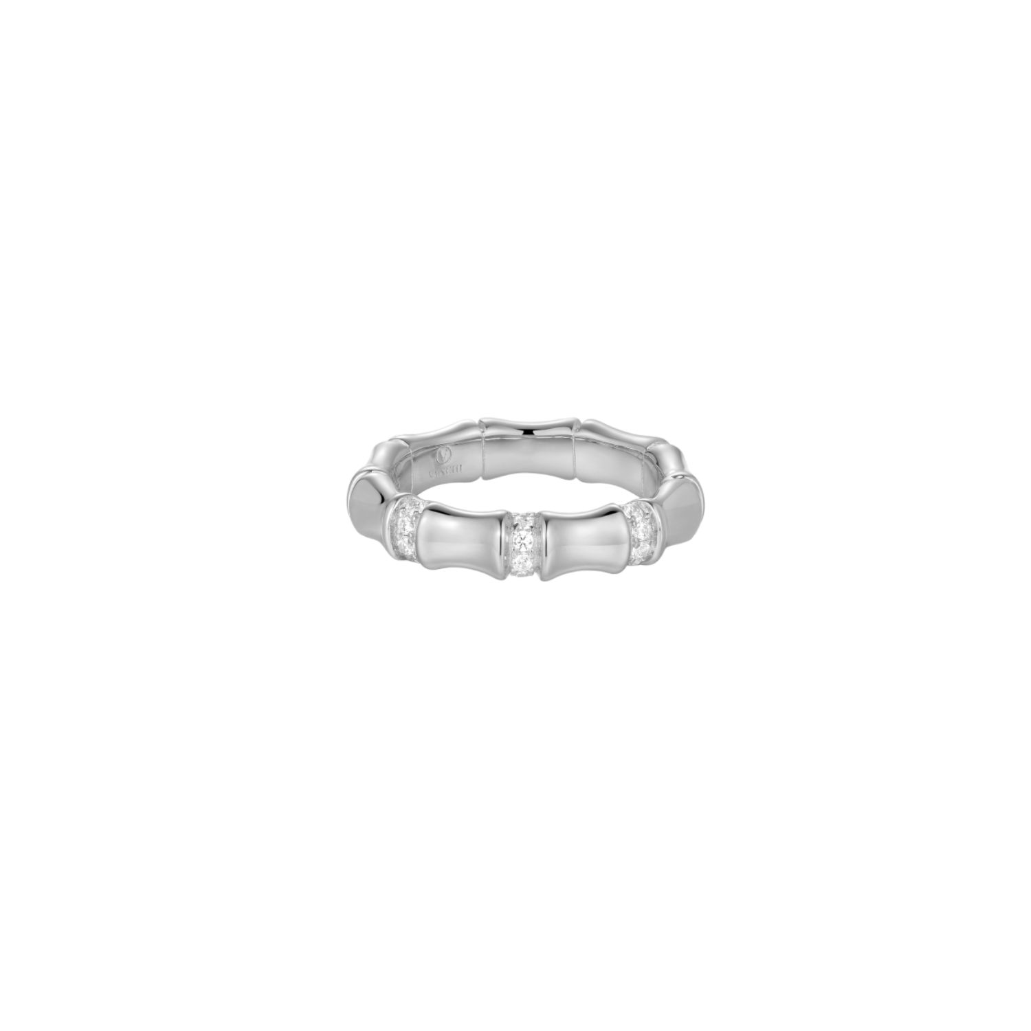 Vanchi Women's Bamboo Chunky Crystal Ring In Silver In Silver