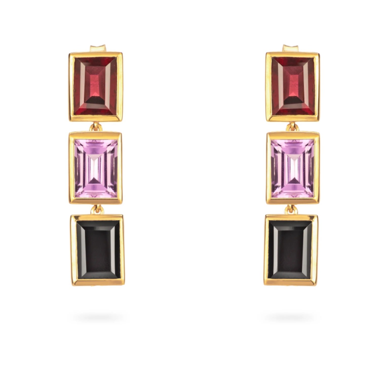 Augustine Jewels Women's Black / Pink / Purple Rhodolite Amethyst Spinel Drop Earrings In Black/pink/purple